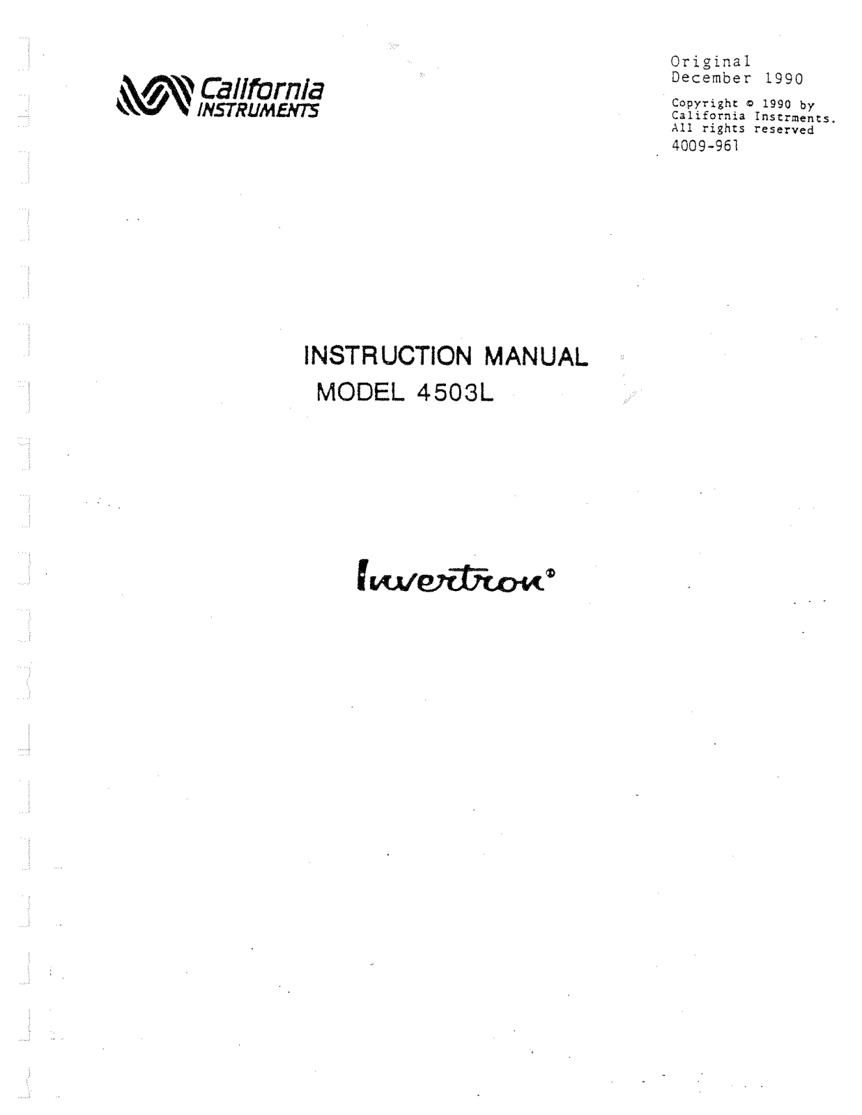 California Instruments 4503L Service manual