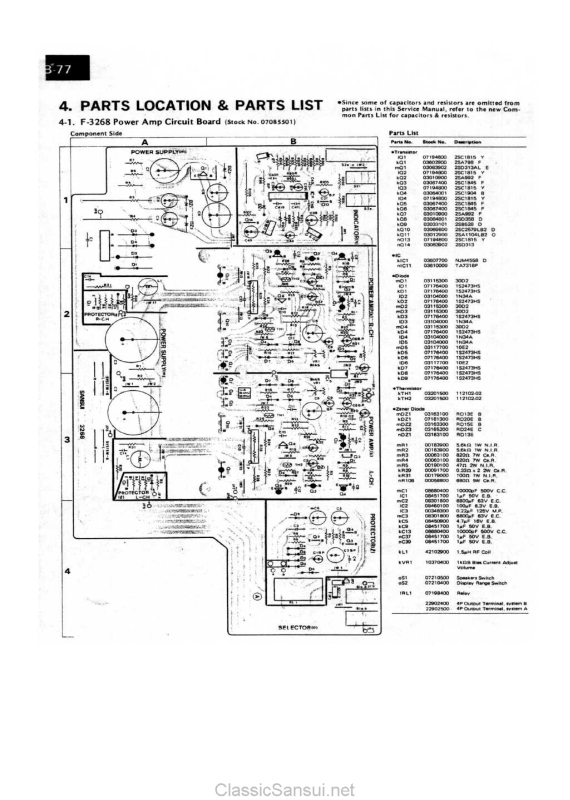 Sansui B-77 Schematic