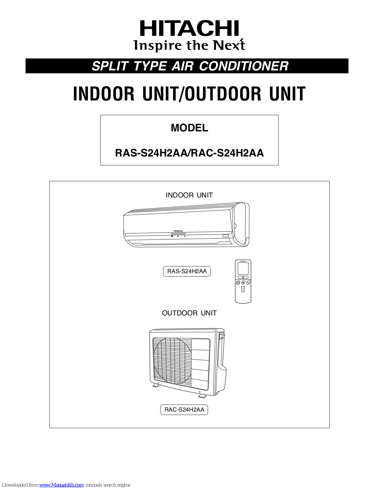 Hitachi RAS-S24H2AA, RAC-S24H2AA User Manual