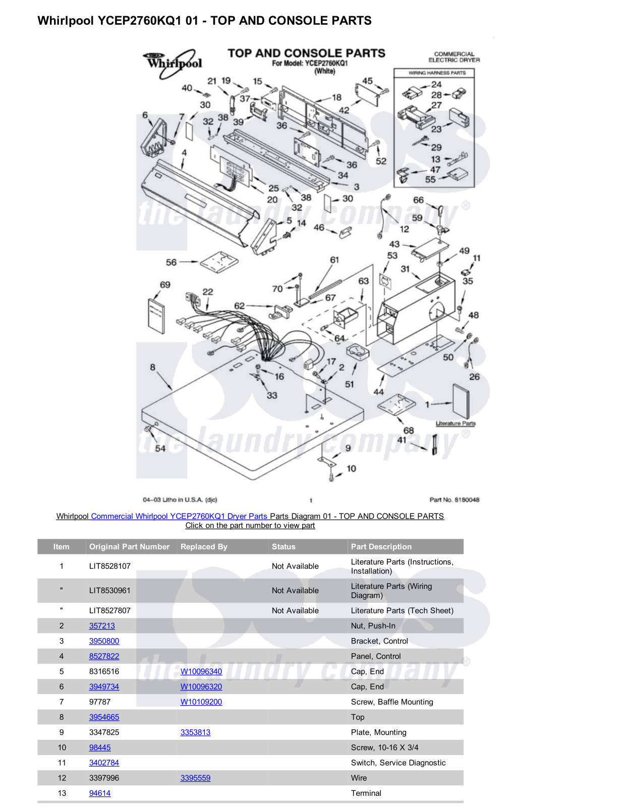 Whirlpool YCEP2760KQ1 Parts Diagram