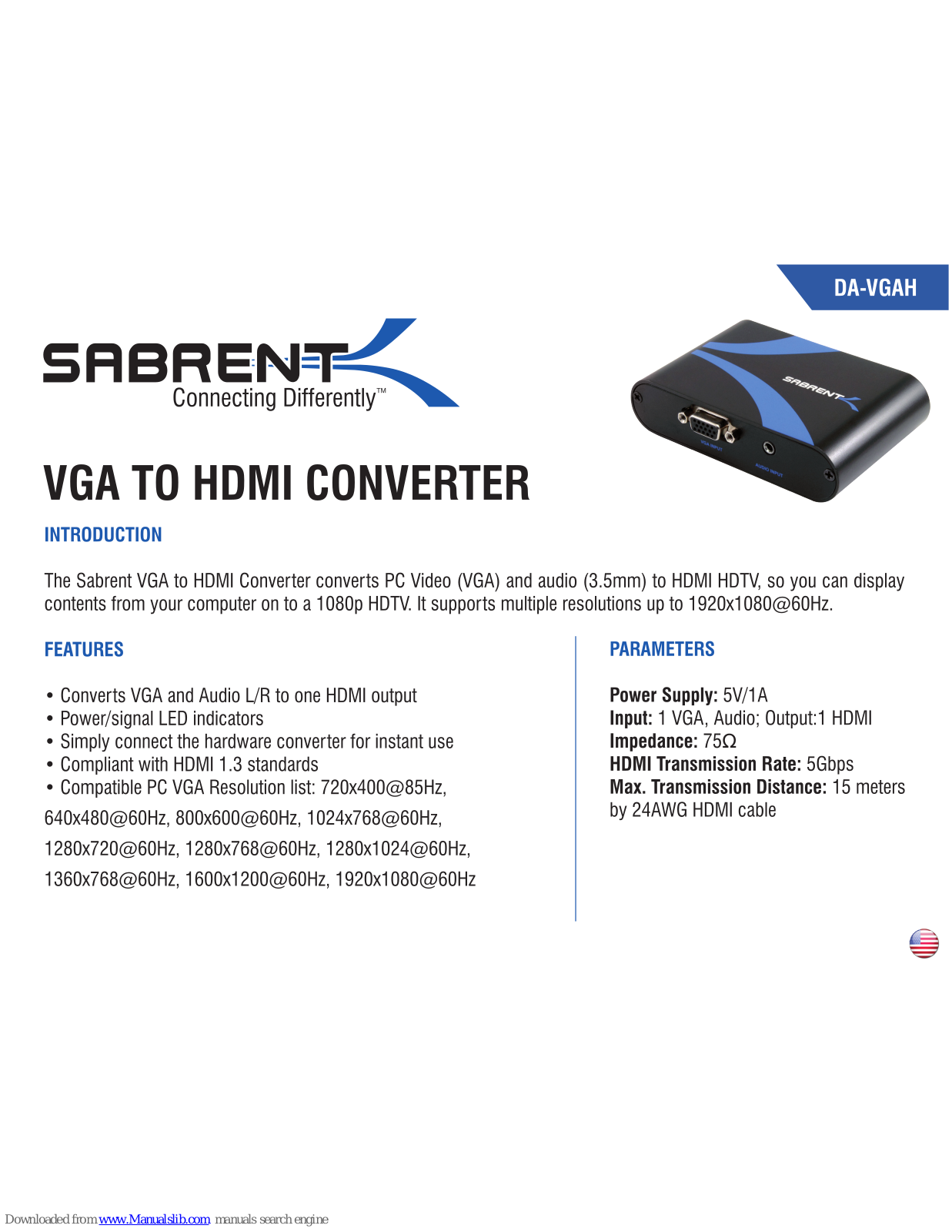 Sabrent DA-VGAH User Manual