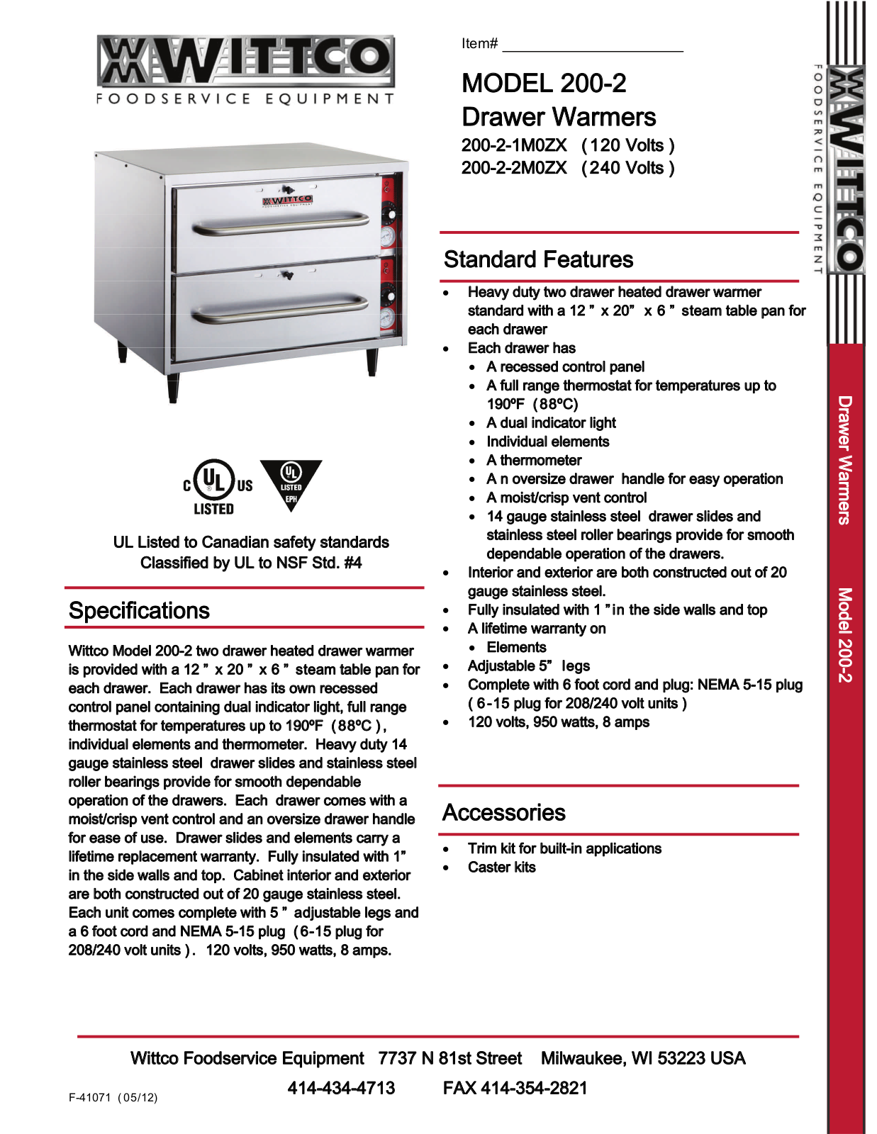 Wittco 200-2-1M0ZX, 200-2-2M0ZX User Manual