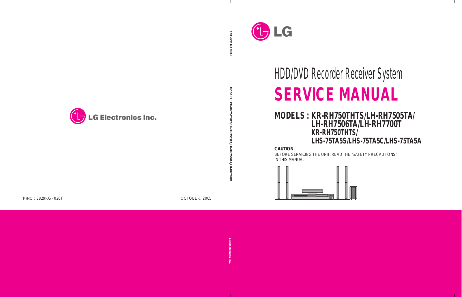 LG KRRH-750-THTS, LHRH-7505-TA, LHRH-7506-TA, LHRH-7700-T Service manual