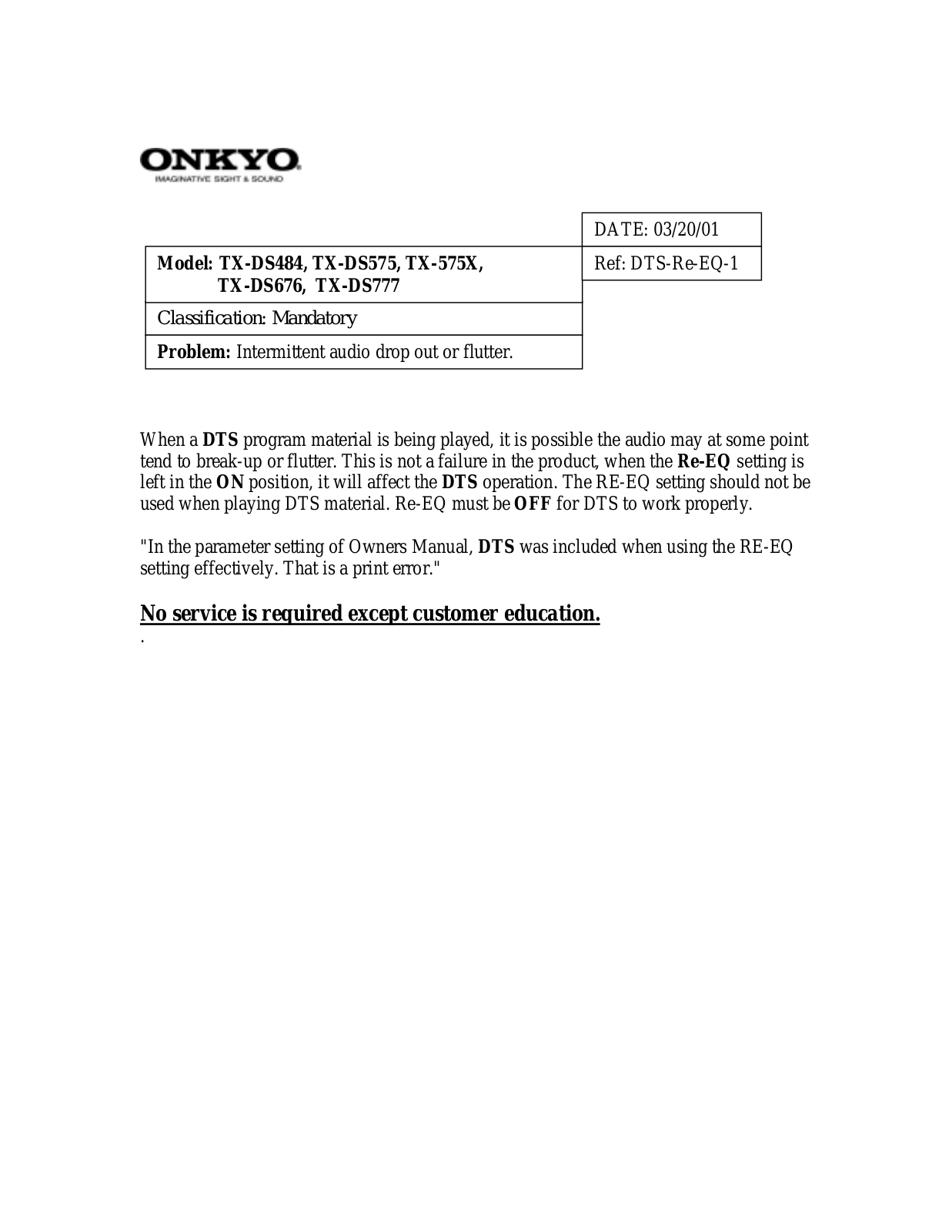 Onkyo TX-DS484, TX-DS575, TX-575X, TX-DS676, TX-DS777 User Manual