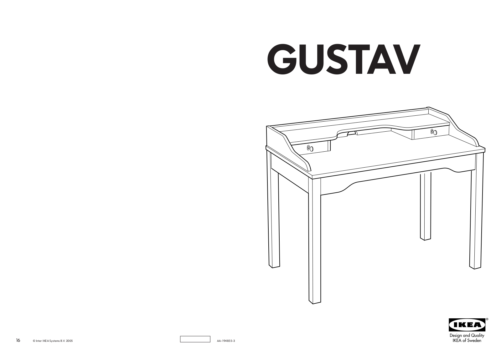 IKEA GUSTAV DESK/SHELF UNIT 43X24