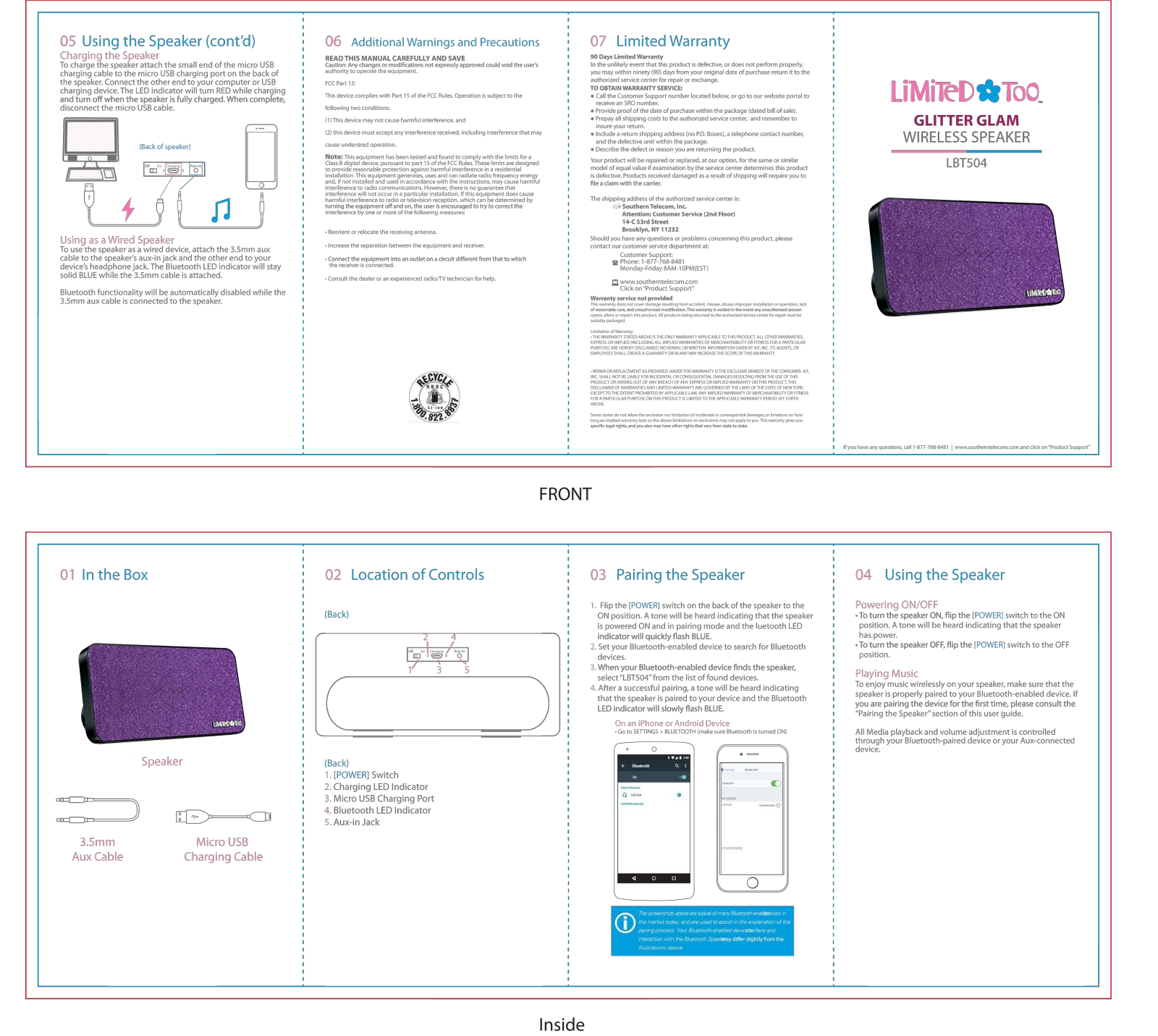 Limited TOO LBT504 User Manual