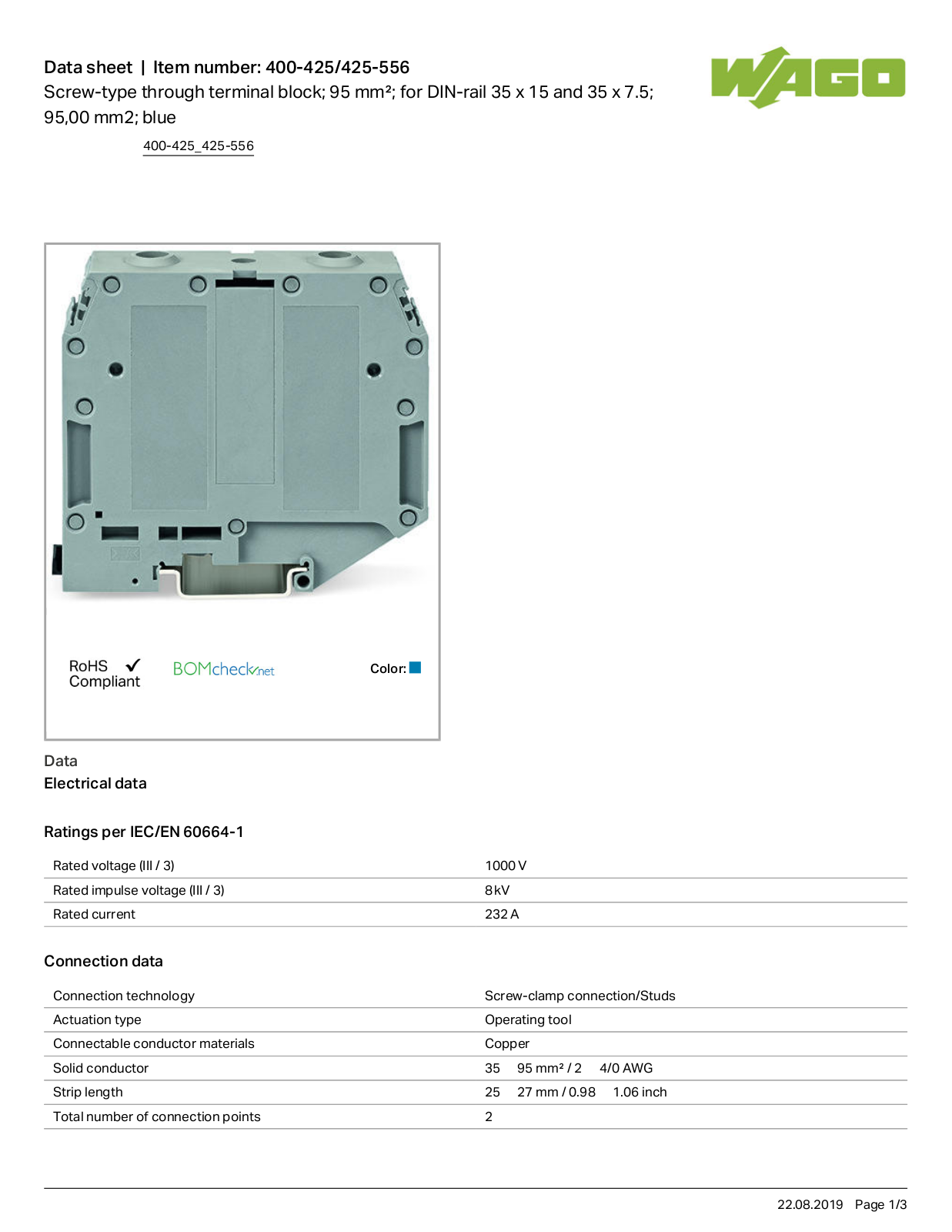 Wago 400-425/425-556 Data Sheet