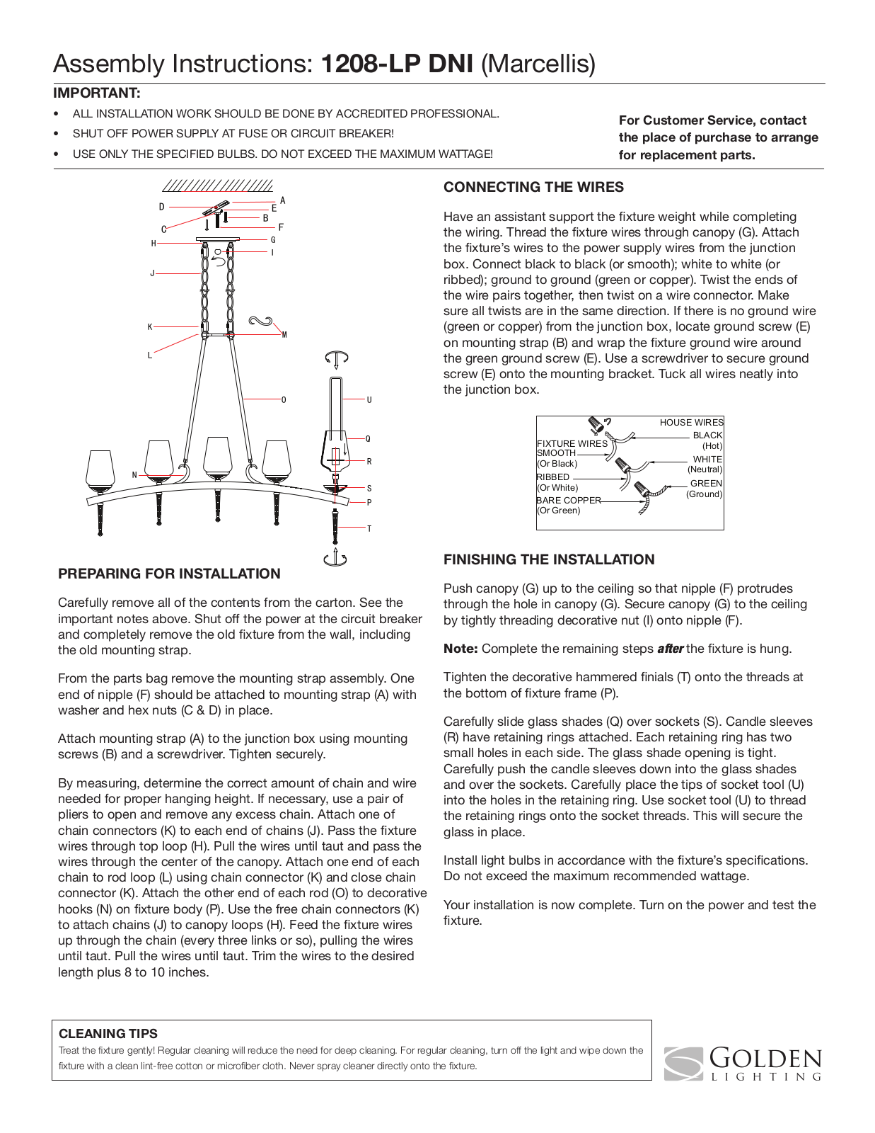 Golden Lighting 1208-LP DNI User Manual