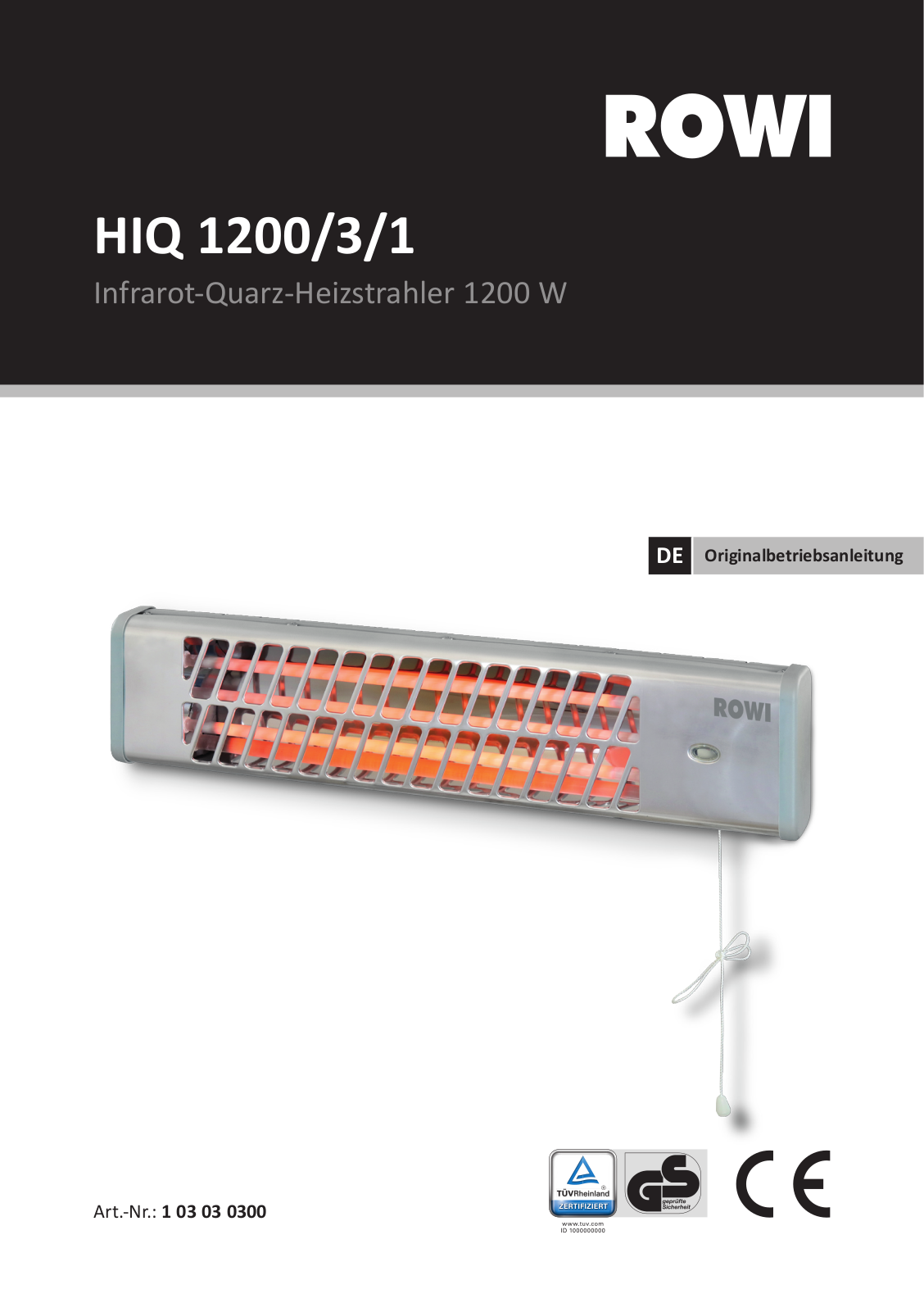 ROWI HIQ 1200-3-1 operation manual