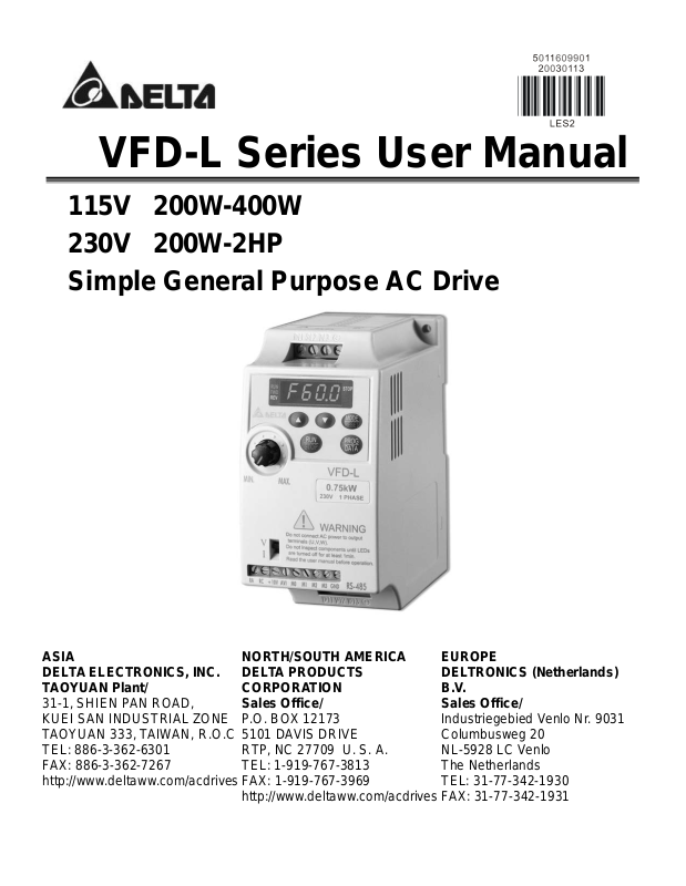 DELTA VFDL User Manual