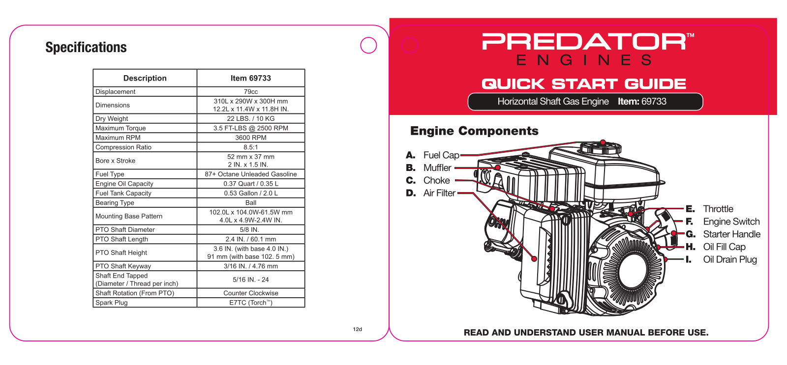 Harbor Freight Tools 69733 Quick Start Guide