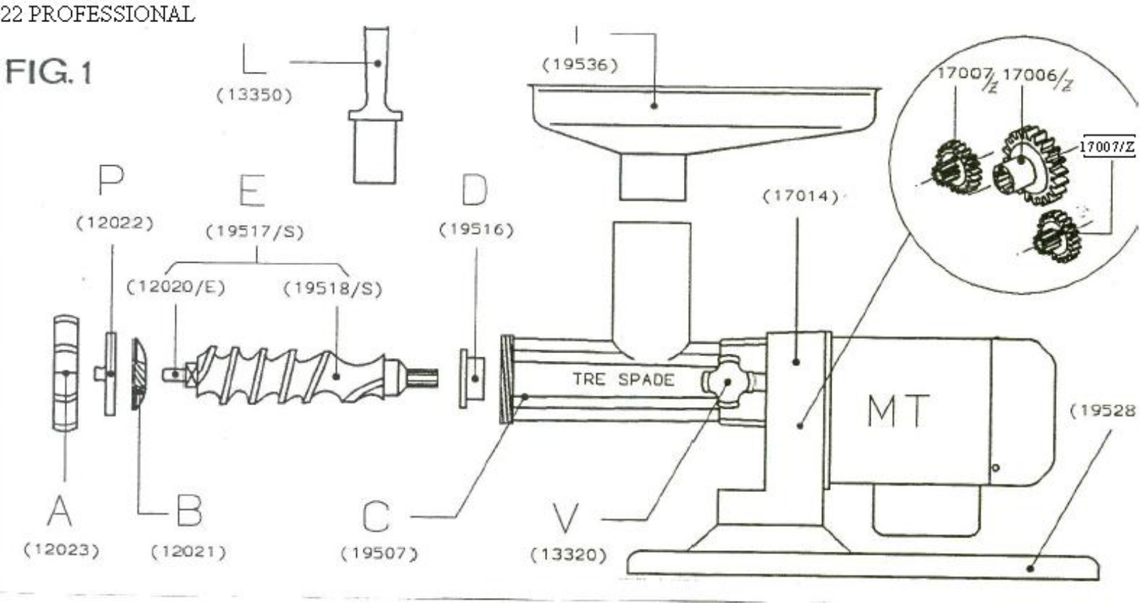 Omcan Food Machinery 22ELPRO Parts List