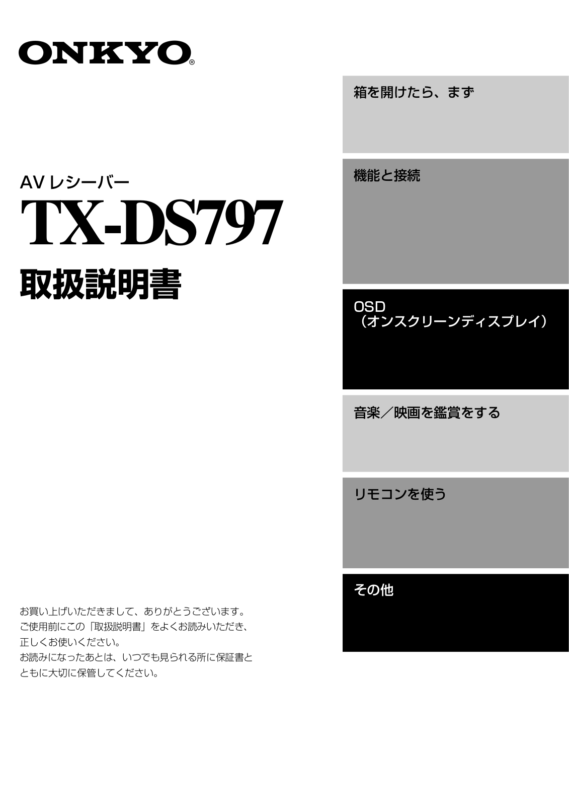 Onkyo TX-DS797 Instructions Manual