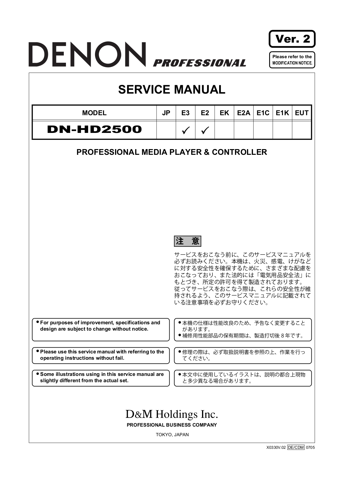 Denon DN-HD2500 Service Manual