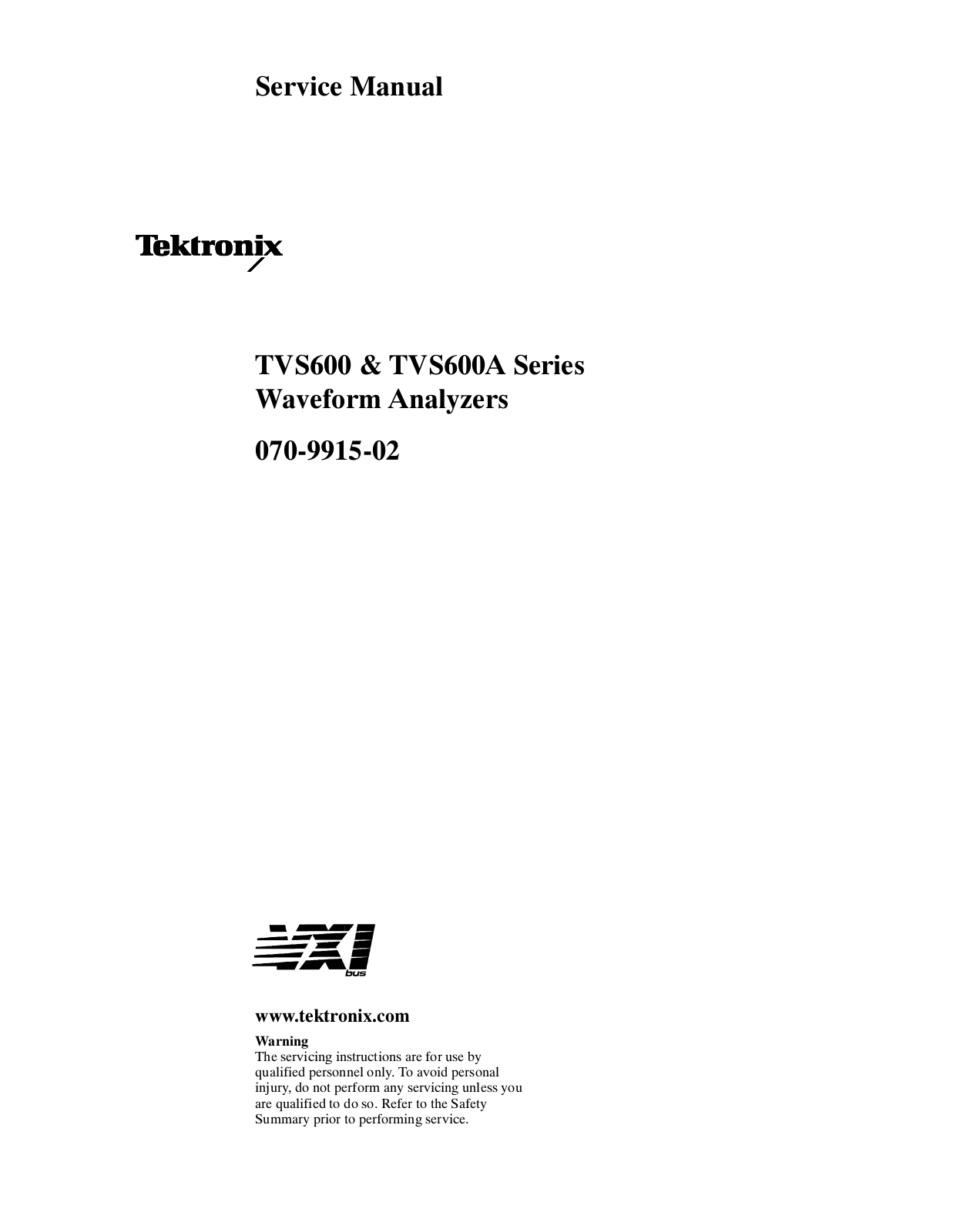 Tektronix TVS600A, TVS600 User Manual