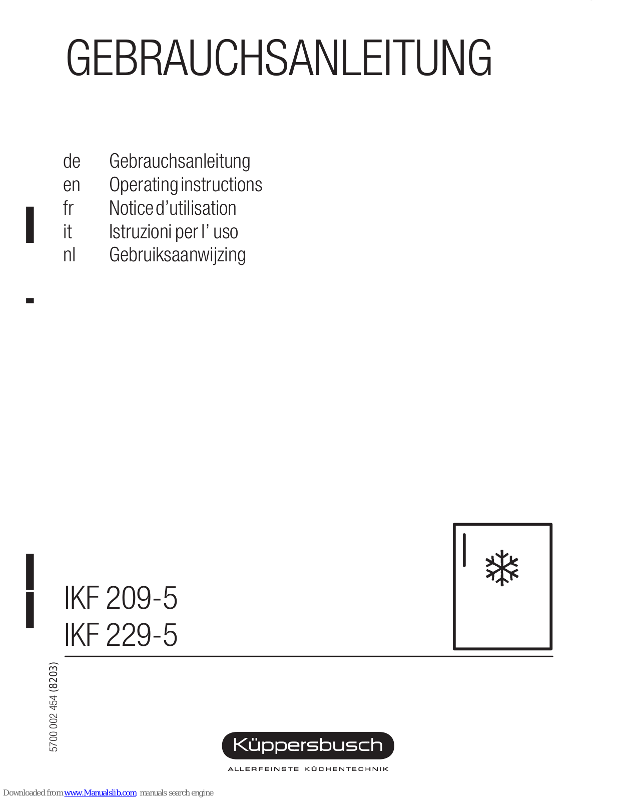 Kuppersbusch IKF 209-5, IKF 229-5 Operating Instructions Manual