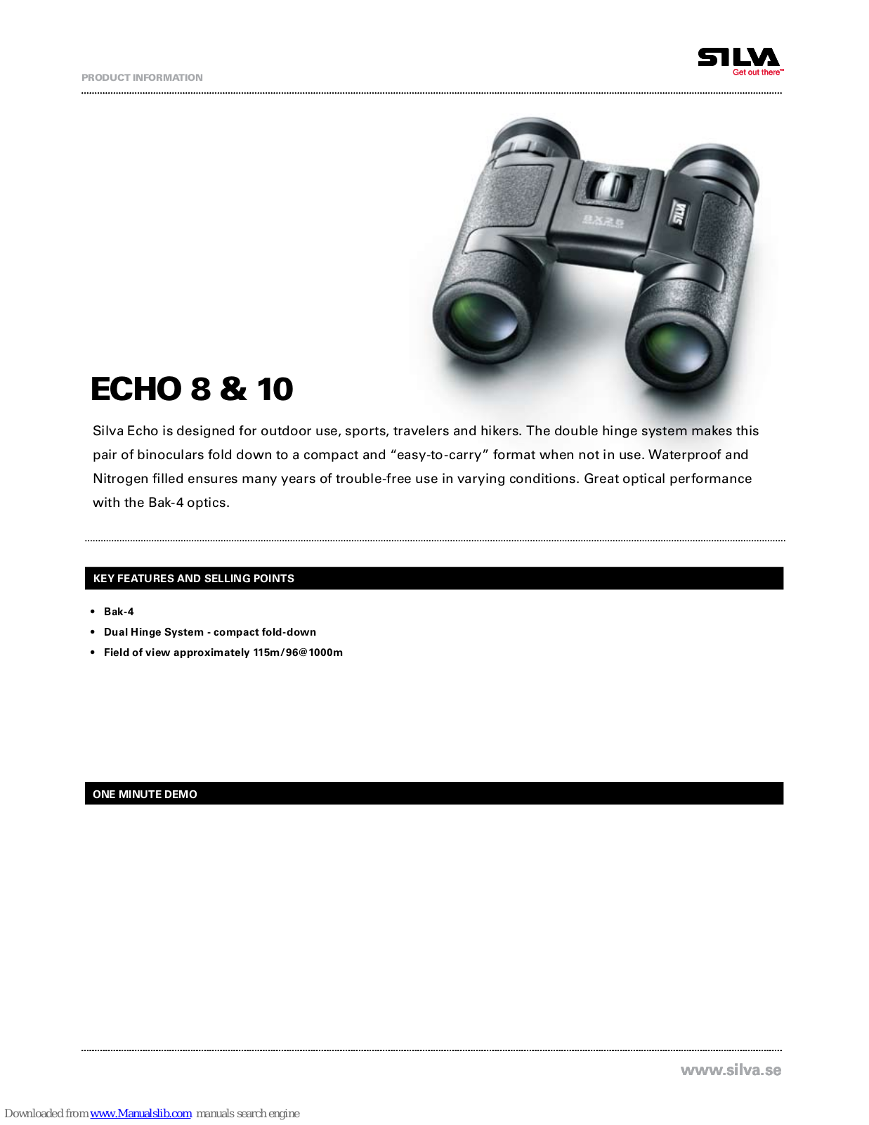 Silva ECHO 8, ECHO 10 Product Information - ManualMachine.com