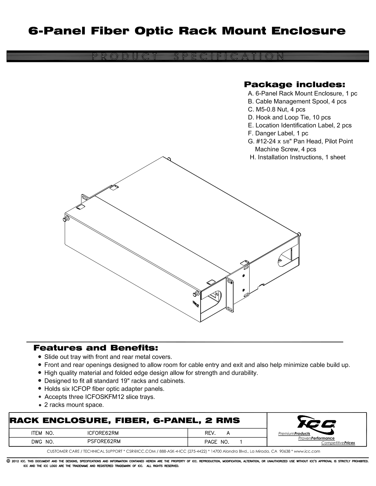 ICC ICFORE62RM Specsheet