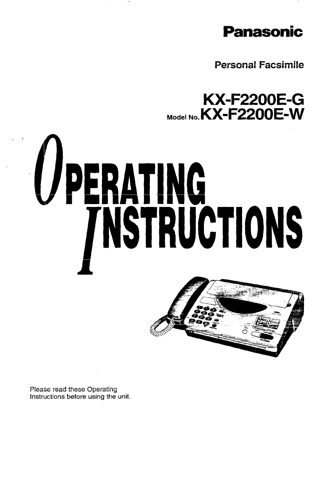 Panasonic KX-F2200EW Operating Instructions