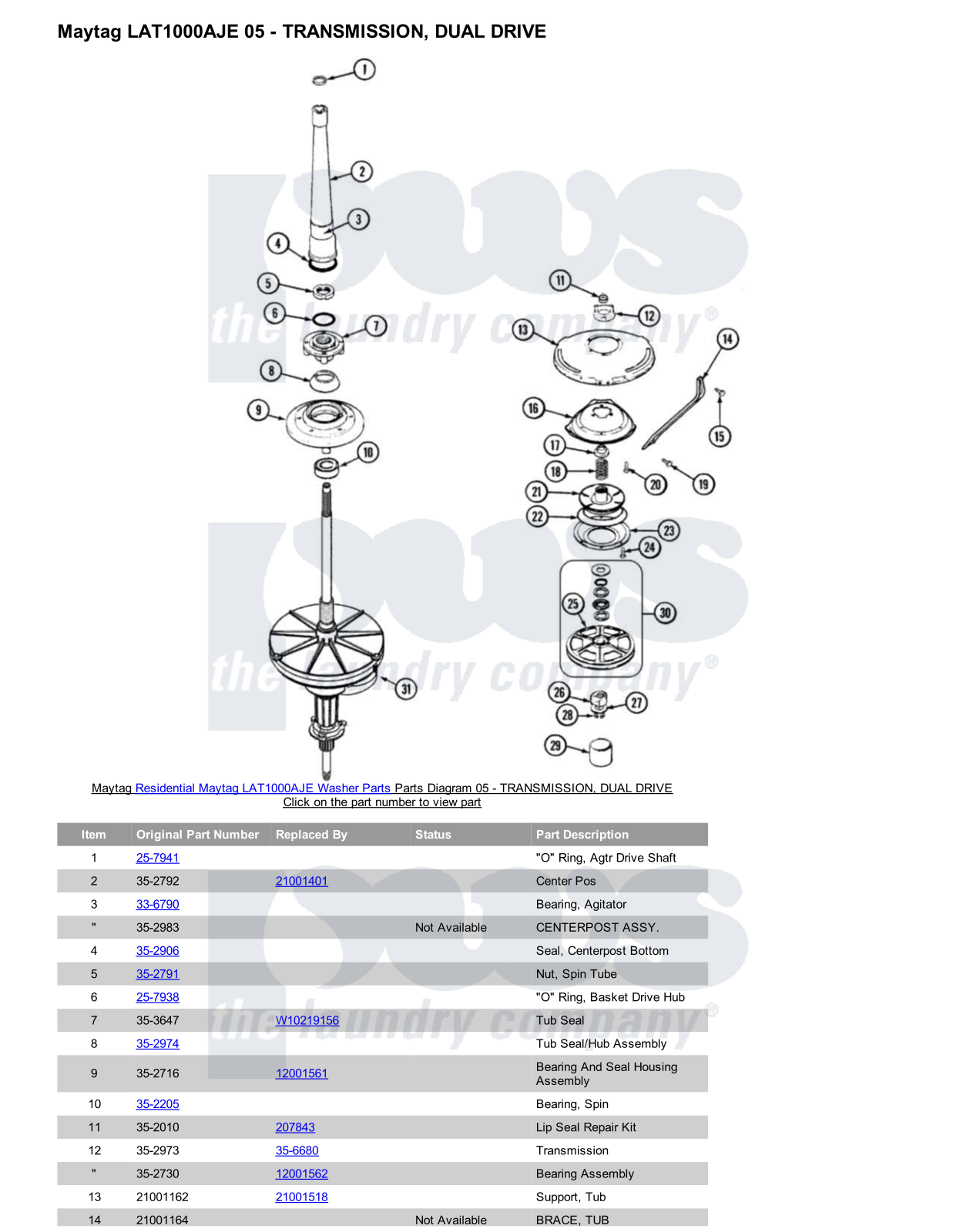 Maytag LAT1000AJE Parts Diagram