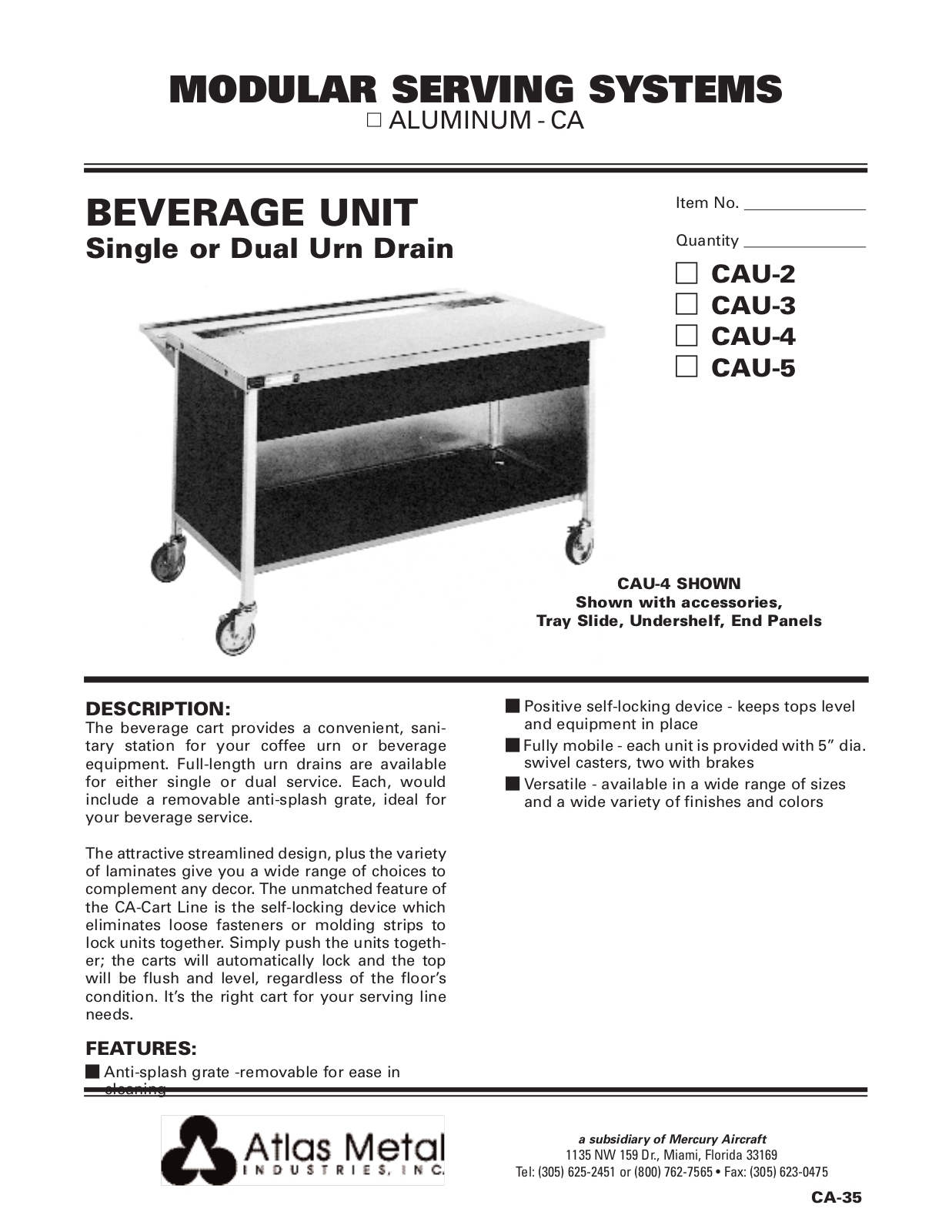 Atlas Metal CAU-2 User Manual