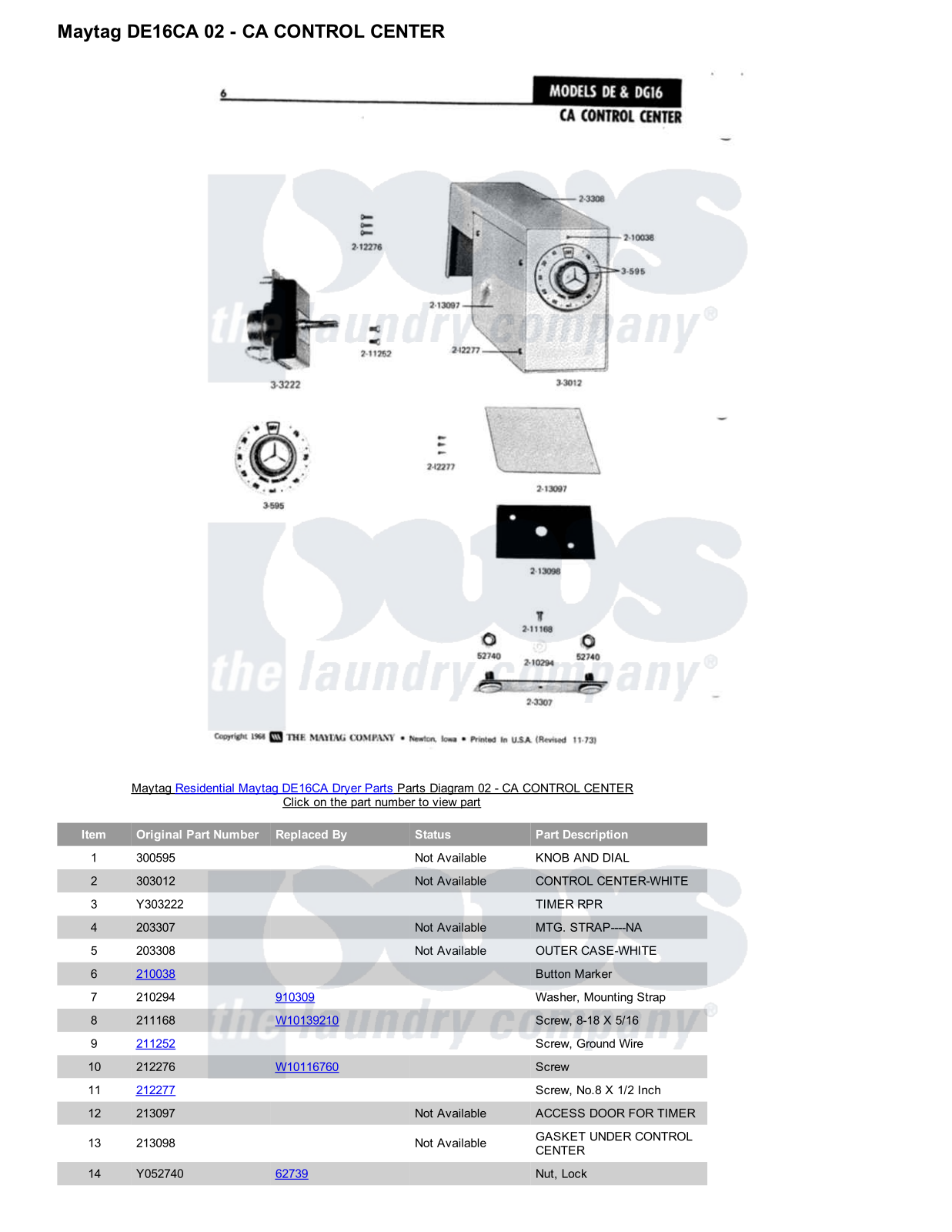 Maytag DE16CA Parts Diagram