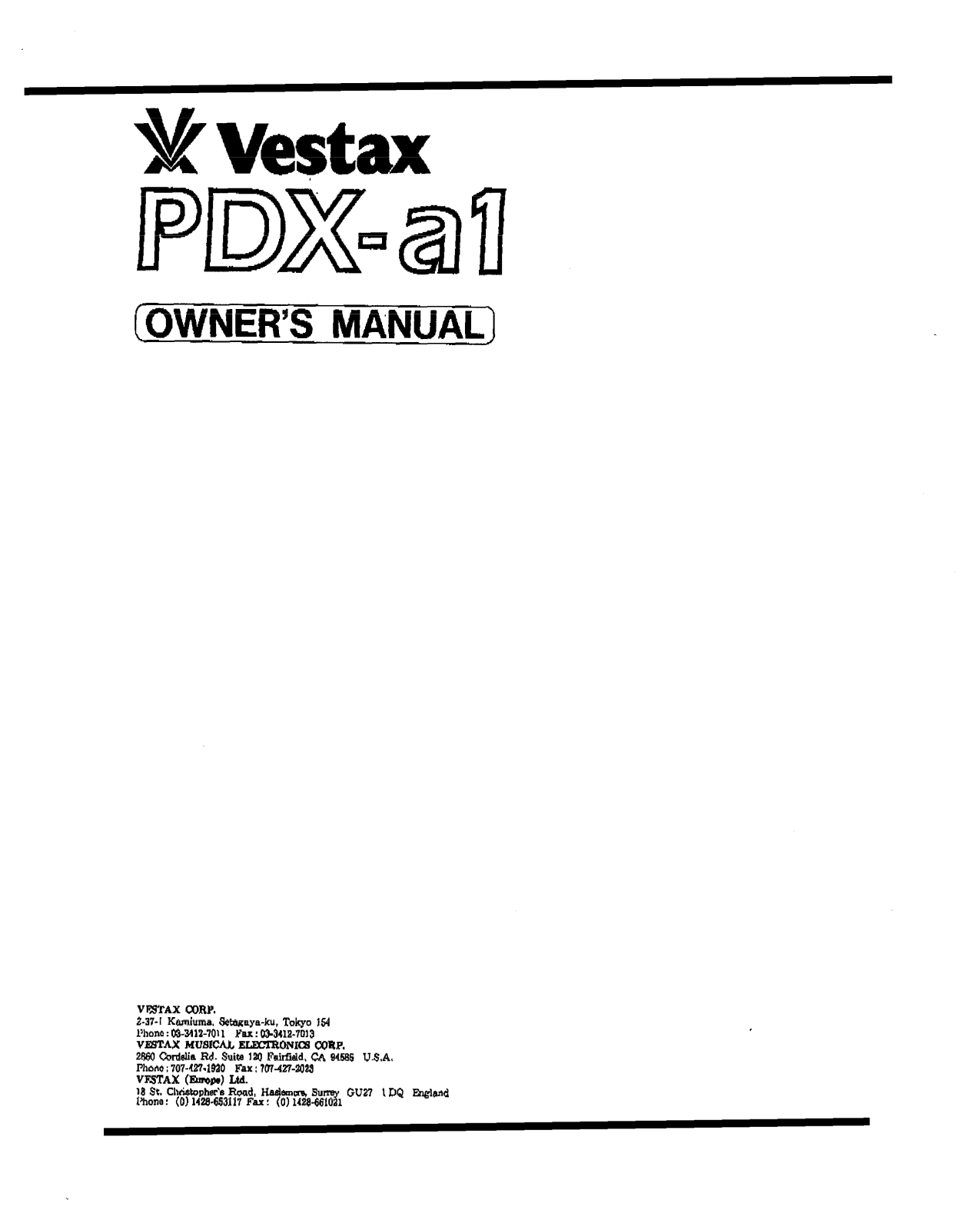 Vestax PDX-a1 User Manual - ManualMachine.com