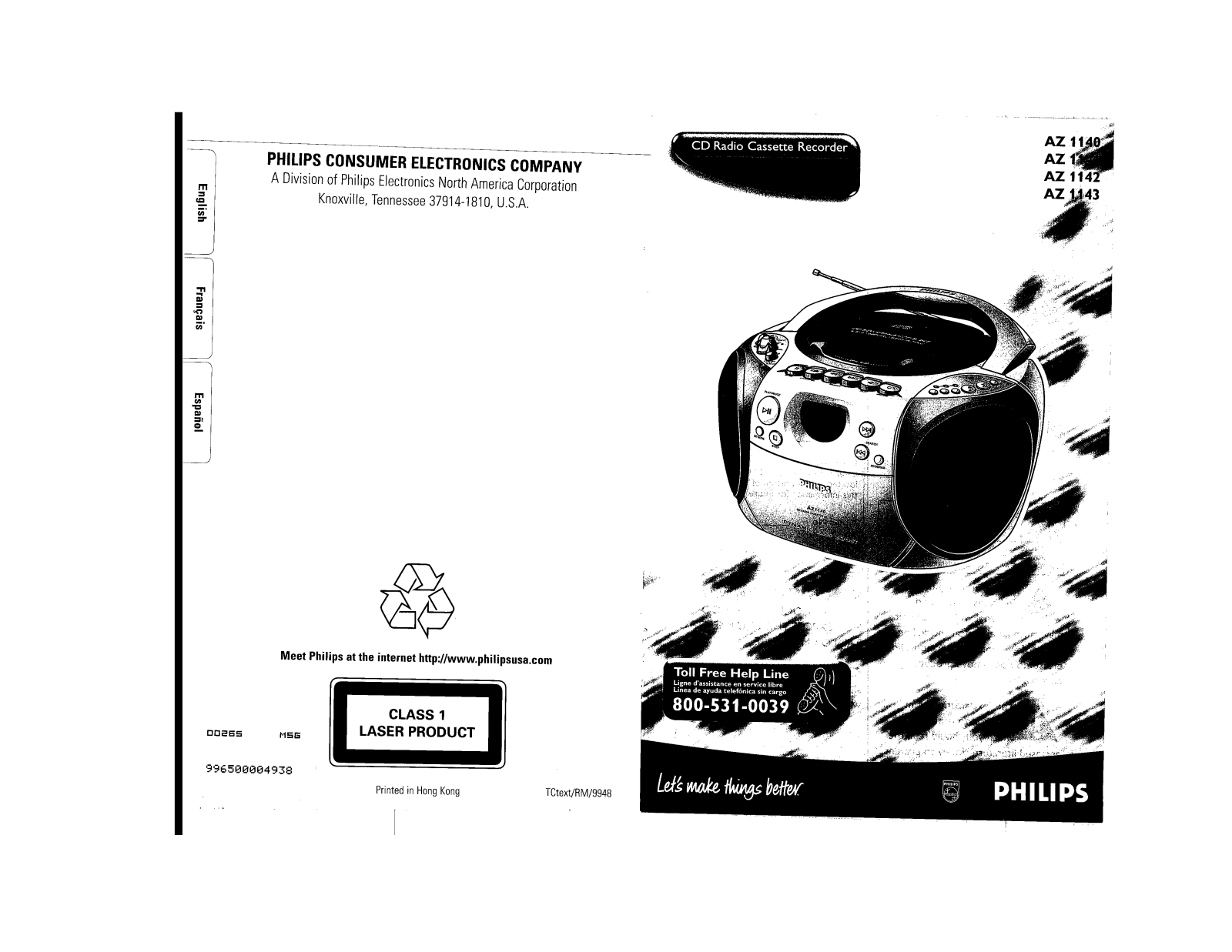 Philips AZ114017, AZ1143 User Manual