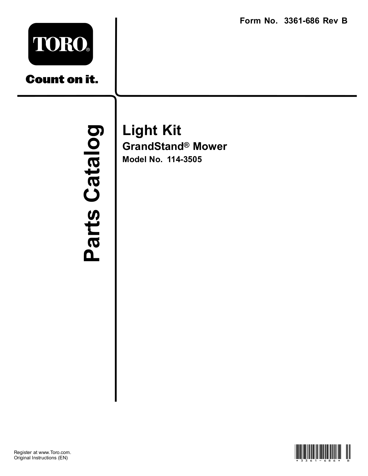 Toro 114-3505 Parts Catalogue