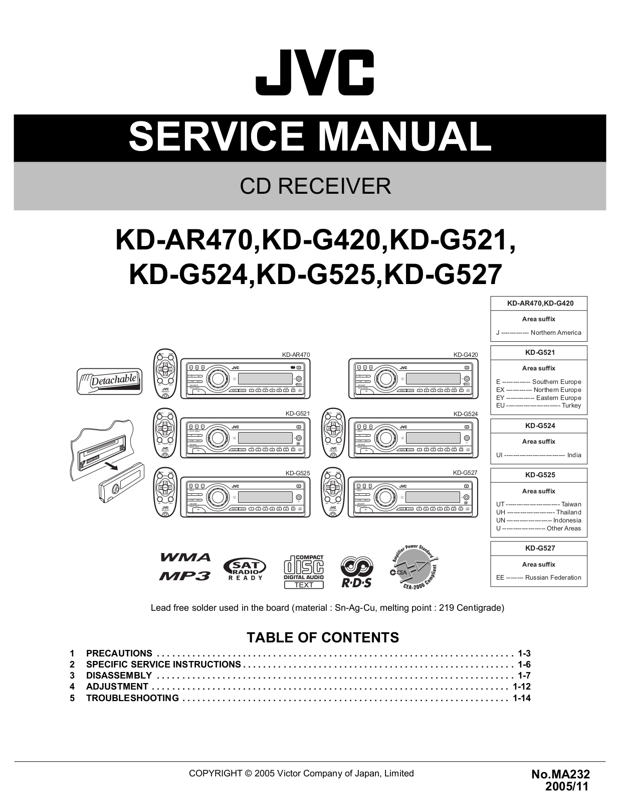 JVC KDAR-470, KDG-420, KDG-521, KDG-524, KDG-525 Service manual