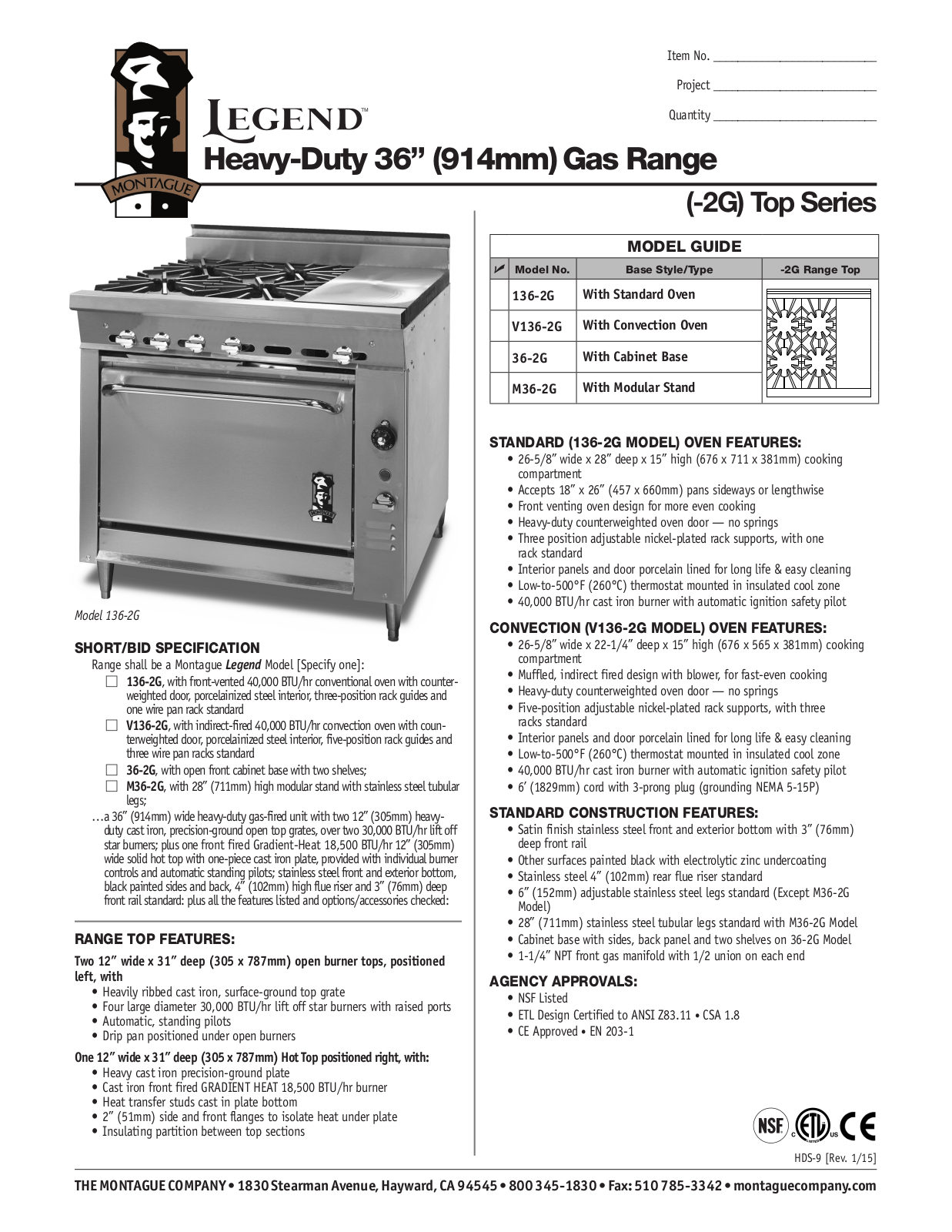 Montague 136-2G User Manual