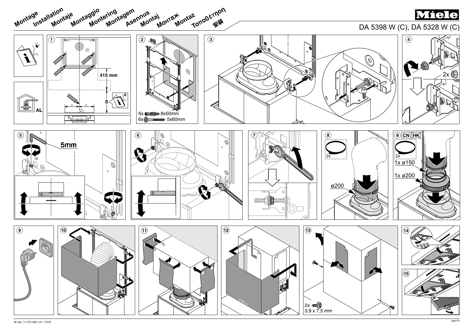 Miele DA 5398 W, DA 5328 W, DA 5398 W C, DA 5328 W C Assembly drawing