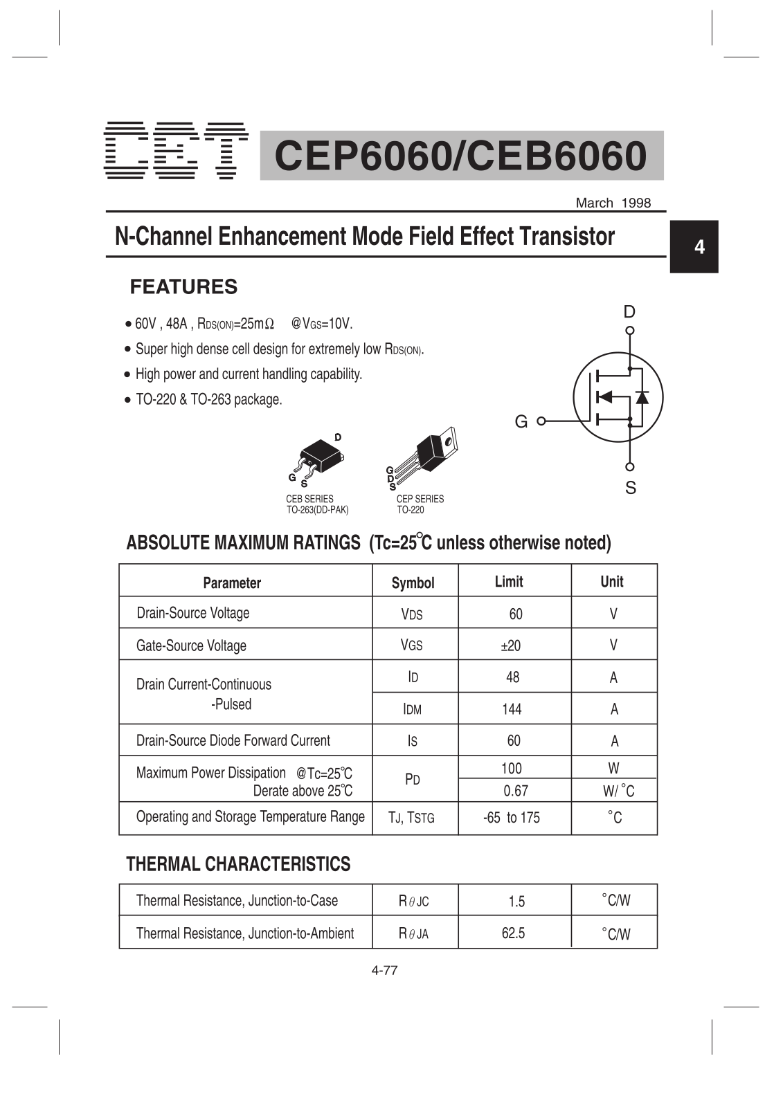 Datasheet CEP6060, CEB6060 Datasheet (CET) - ManualMachine.com