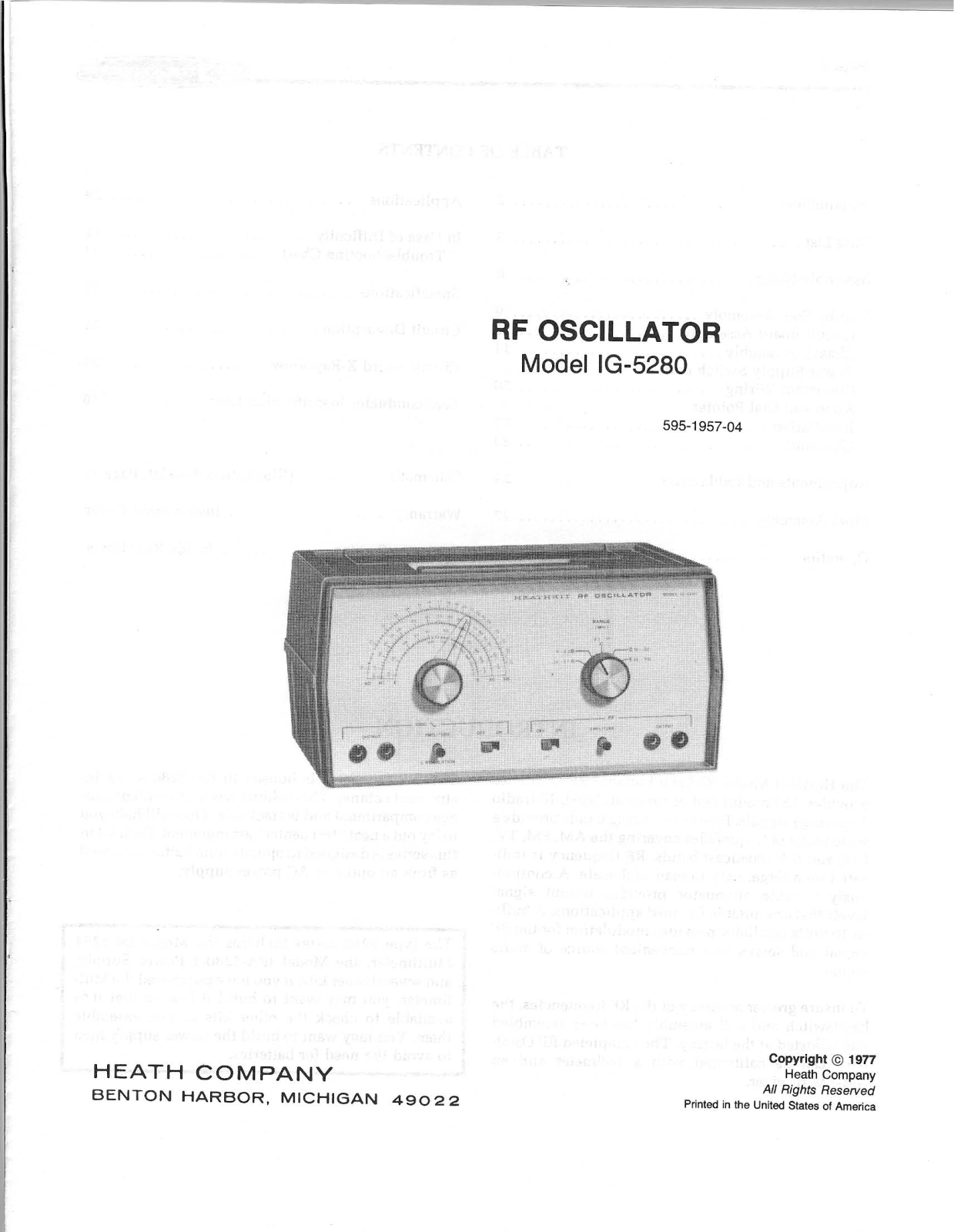 Heathkit IG-5280 User Manual