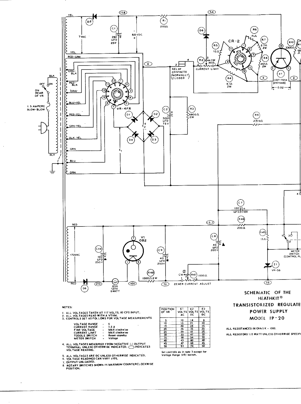 Heath Company IP-20 Schematic