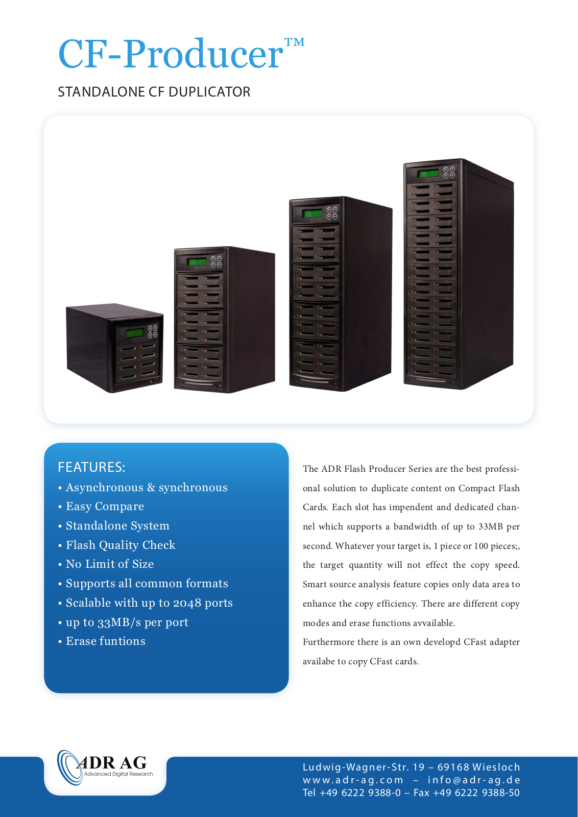 ADR AG ADR 1-7 CF, ADR 1-15CF, ADR 1-23 USB, ADR 1-31 USB USER MANUAL