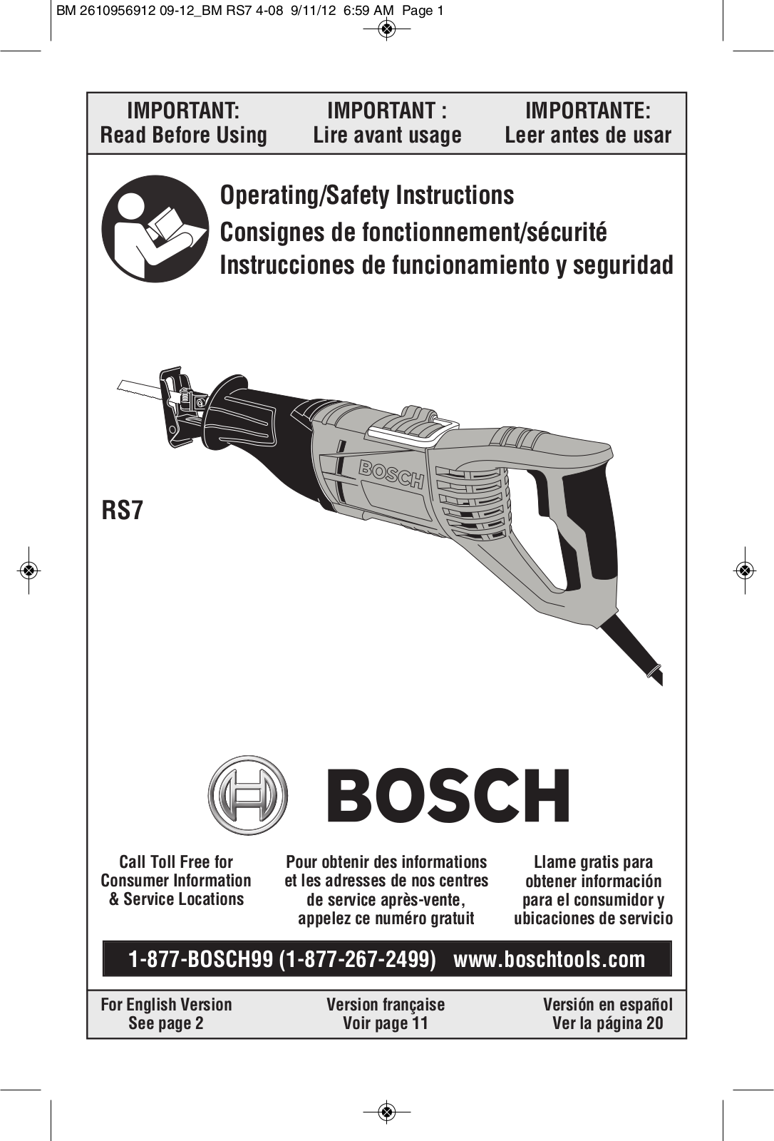 Bosch RS7 Owner’s Manual