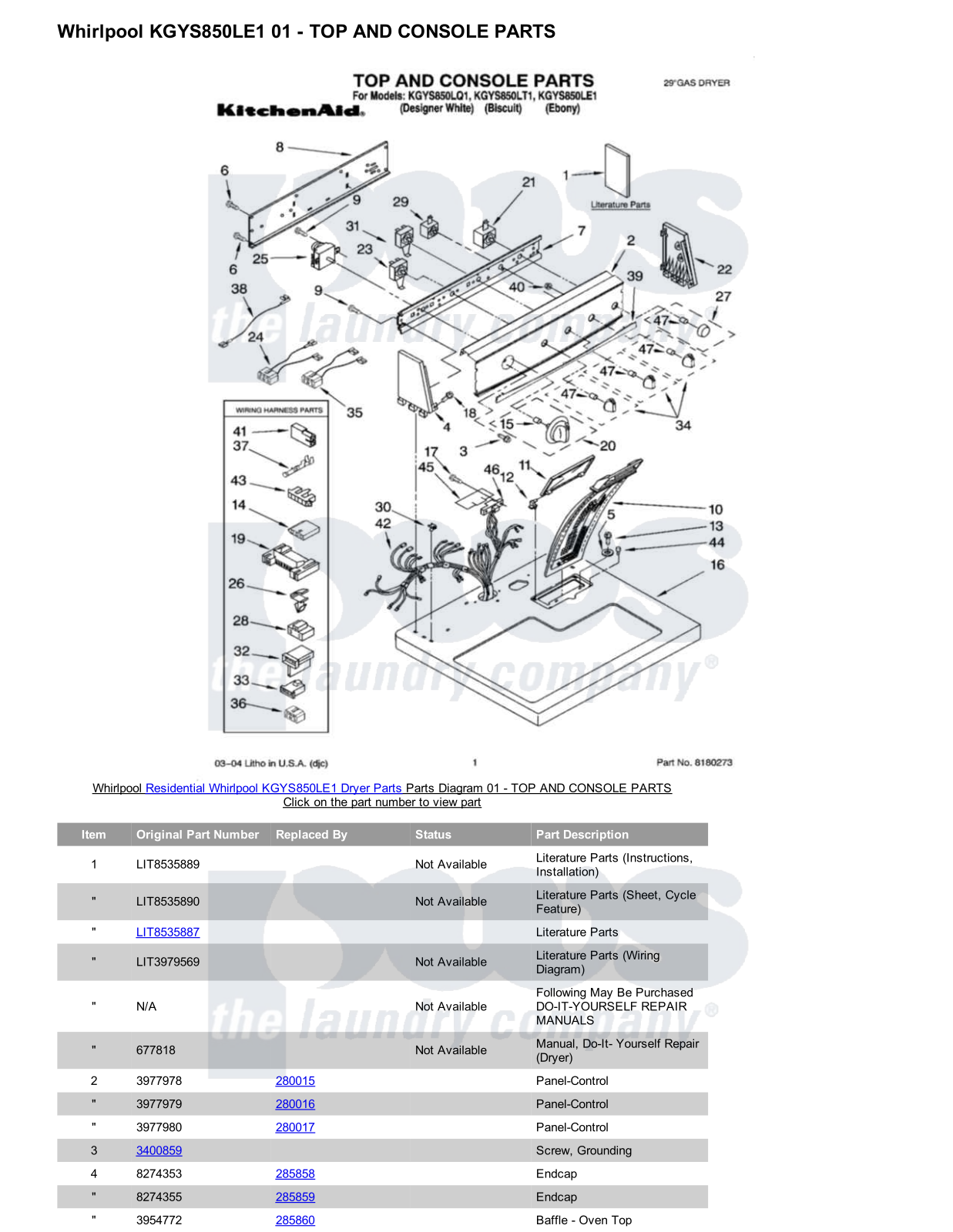 Whirlpool KGYS850LE1 Parts Diagram