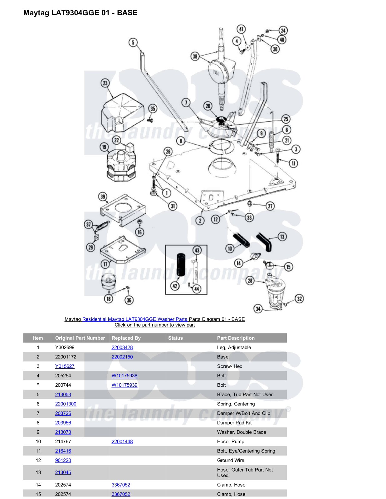 Maytag LAT9304GGE Parts Diagram