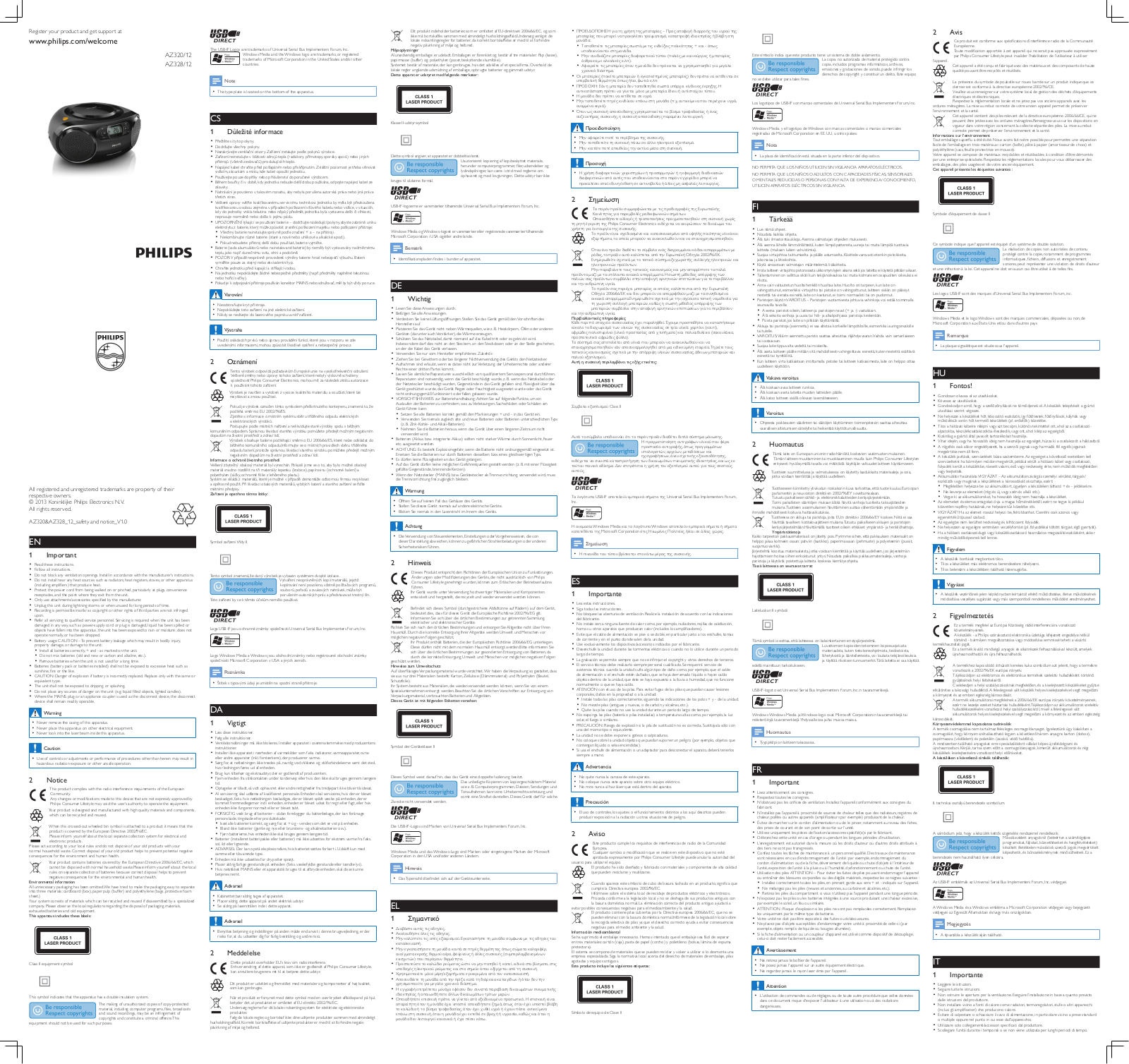 Philips AZ320/12, AZ328/12 Getting Started Guide