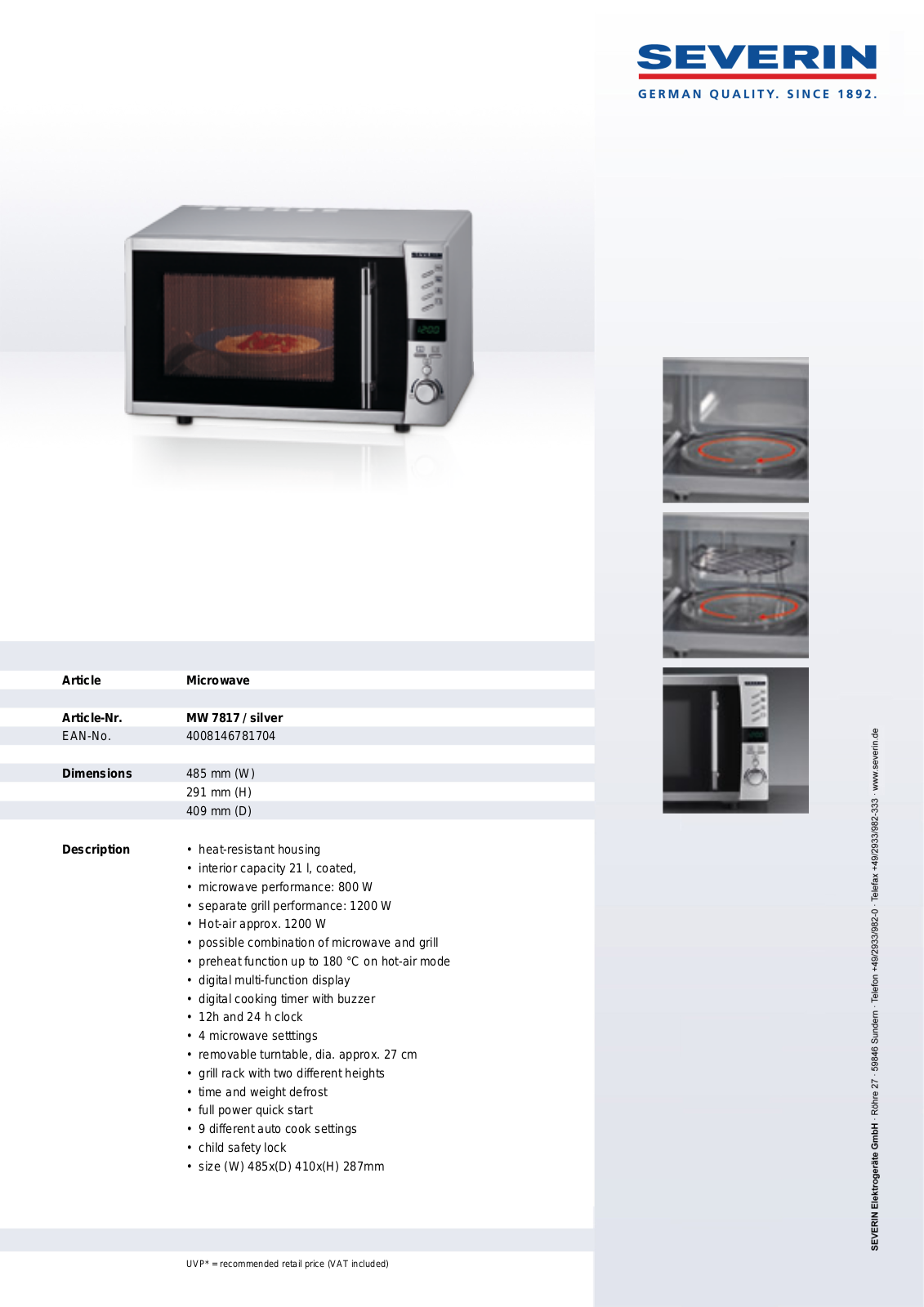 Severin MW 7817 User Manual