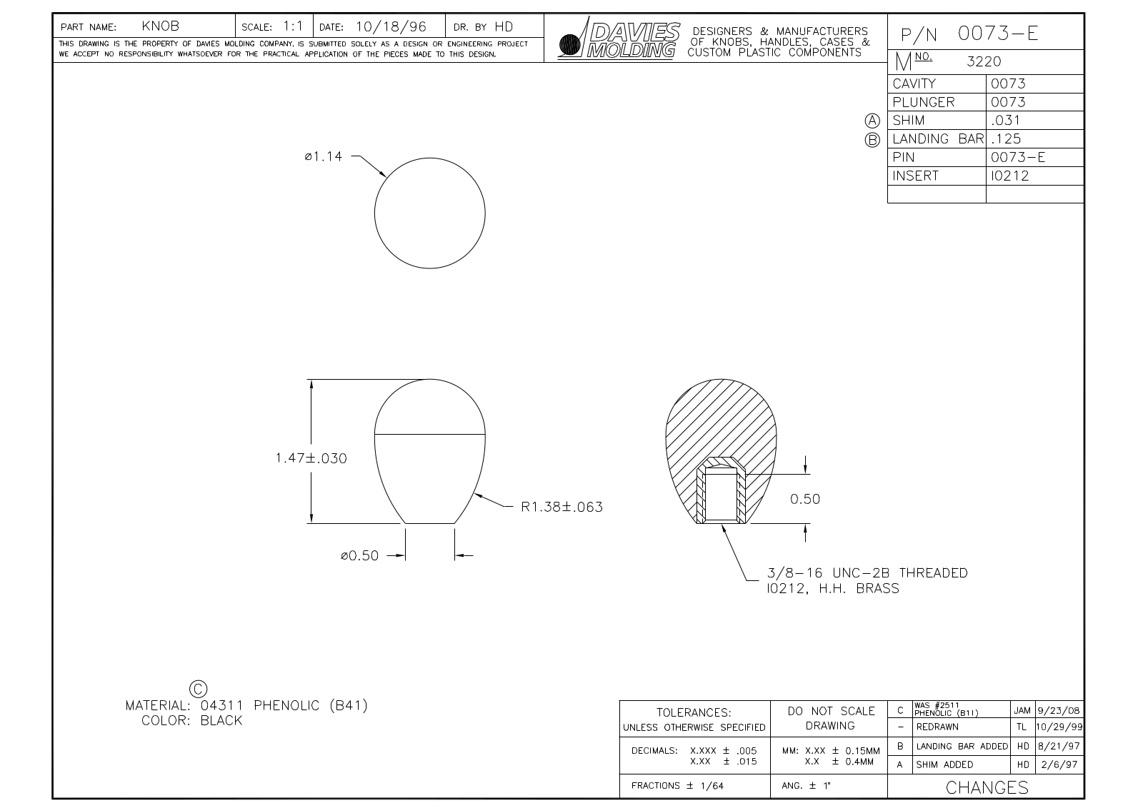 Davies Molding 0073-E Reference Drawing