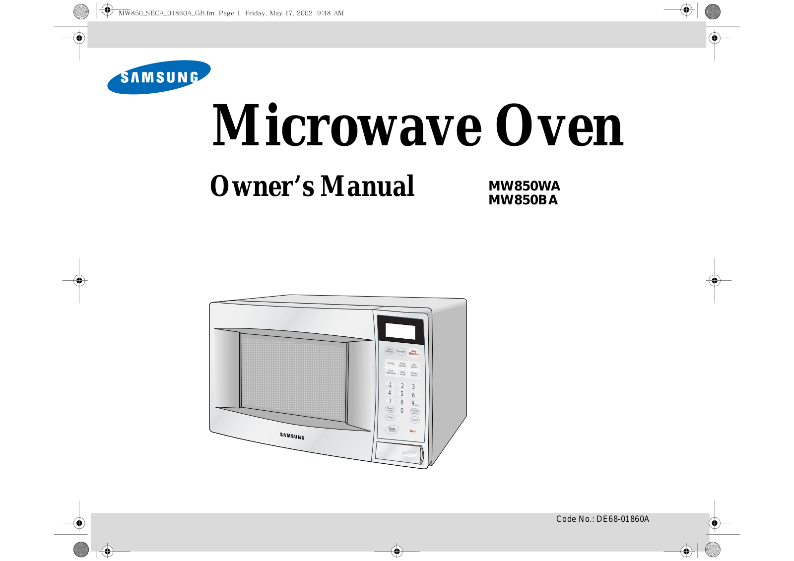 Samsung MW850WA, MW850BA User Manual