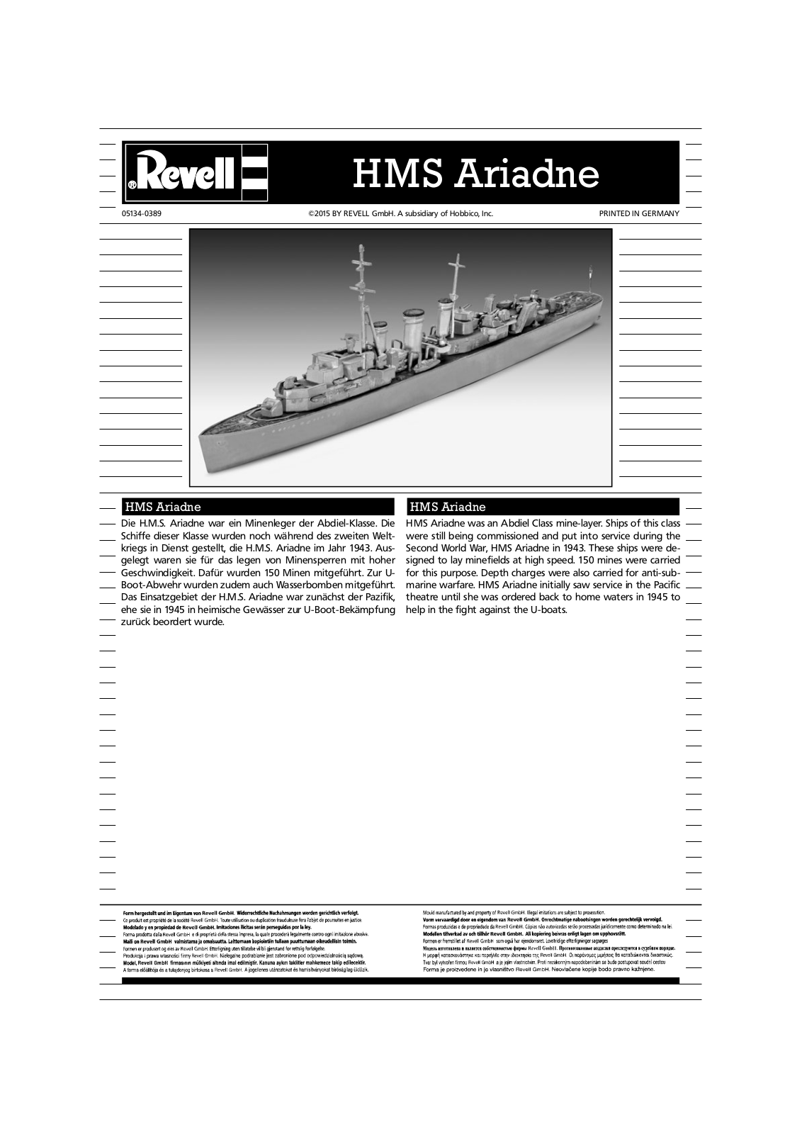 REVELL HMS Ariadne Assembly Manual