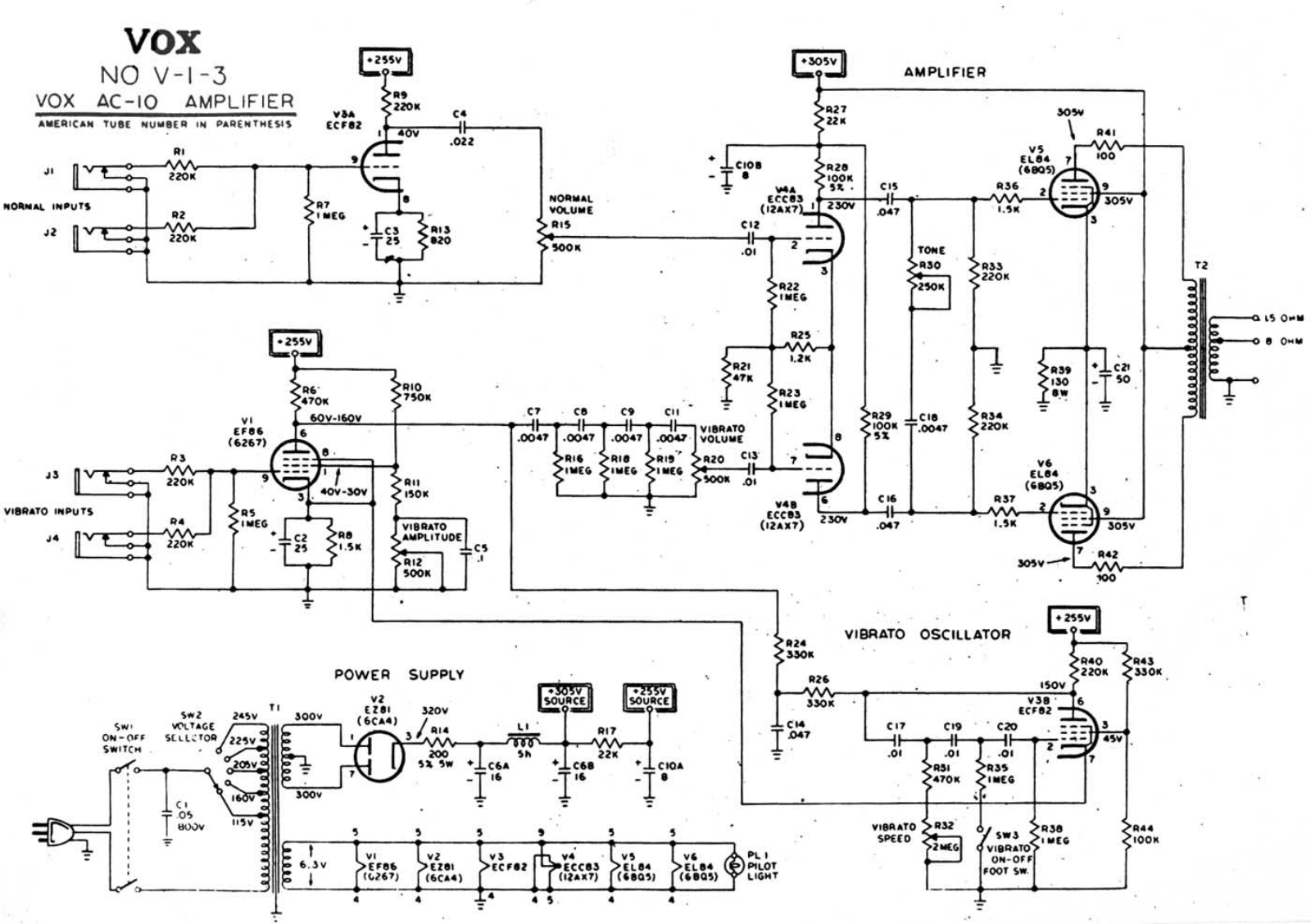 Vox ac10 2 schematic