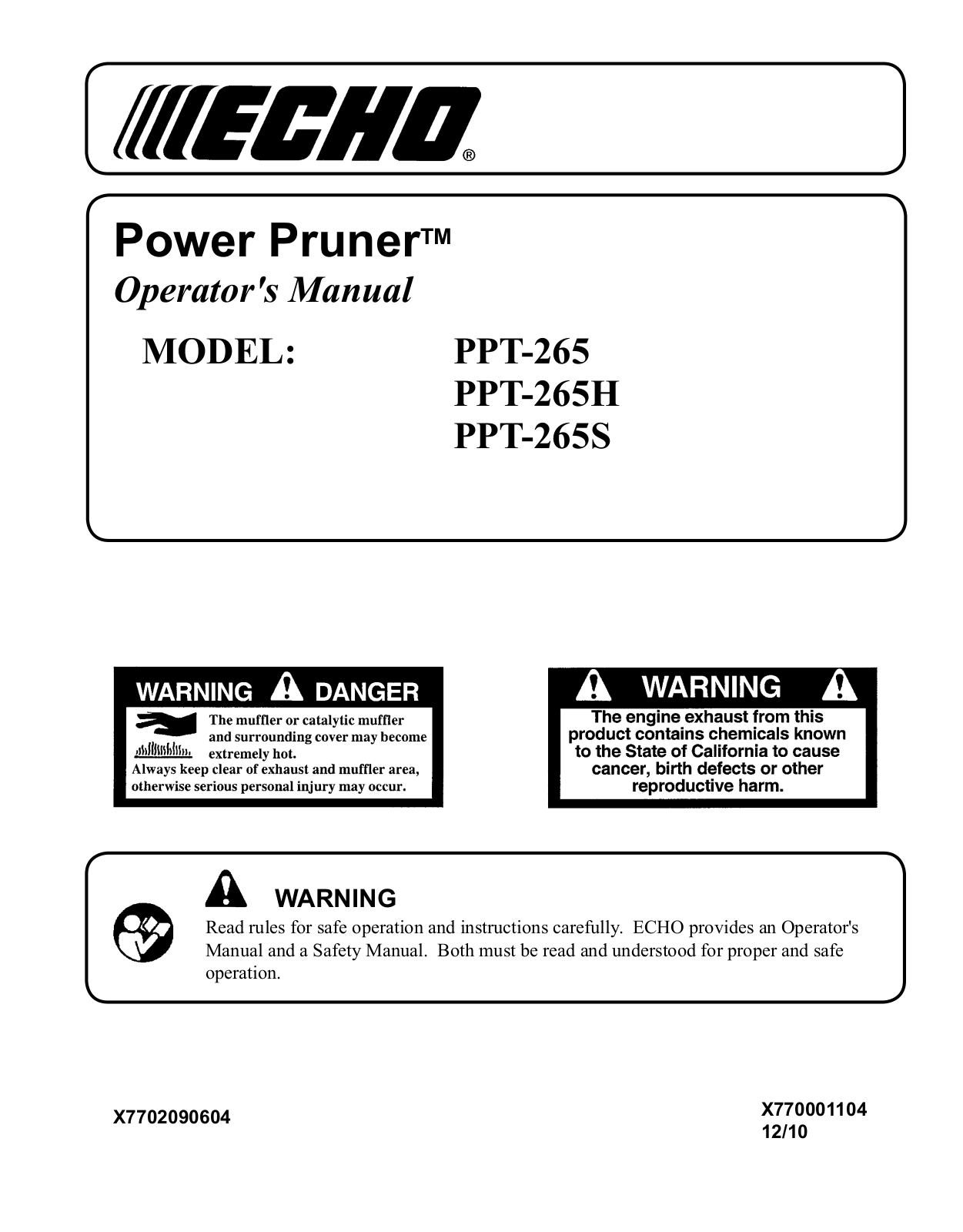 Echo PPT-265H User Manual