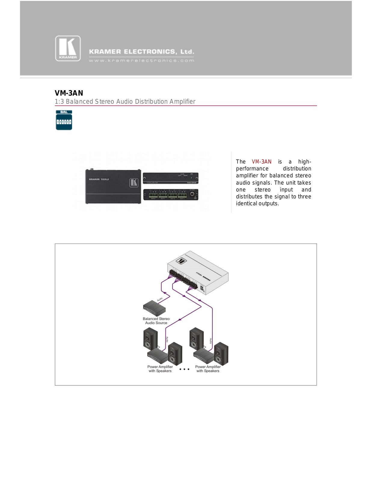 Kramer VM-3AN User Manual