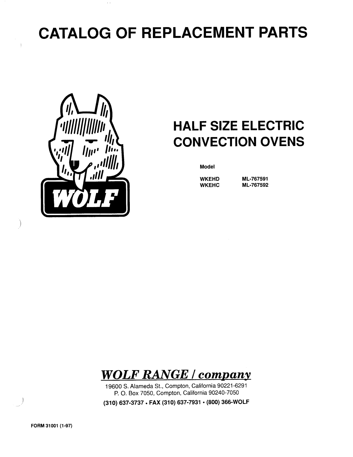 Wolf WKEHC1 Parts List