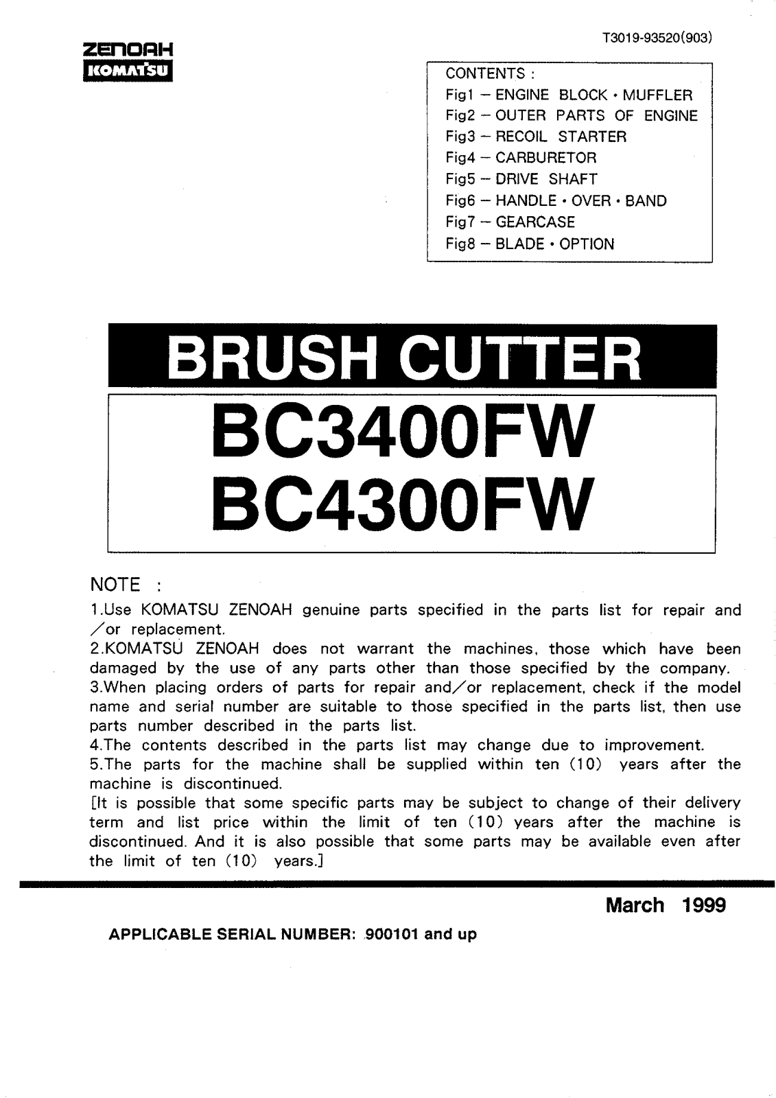 Zenoah BC4300FW, BC3400FW User Manual