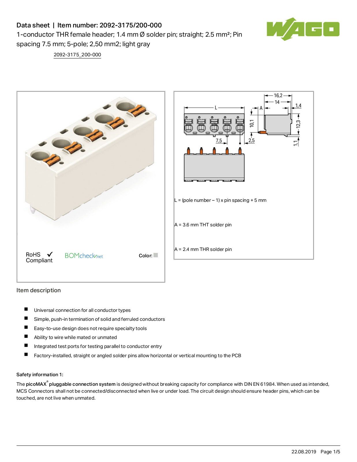 Wago 2092-3175/200-000 Data Sheet